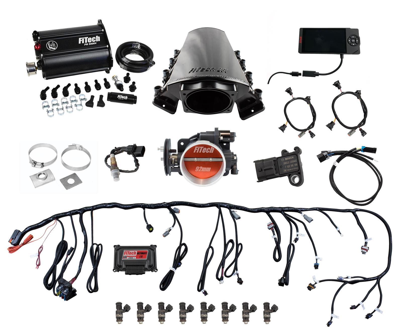 FiTech Ultimate LS EFI 500 HP Fuel Injection Systems with Force 75215 System, LS, HP, Multi-port, LS7 Square Port Heads, Fuel, Fuel, Kit