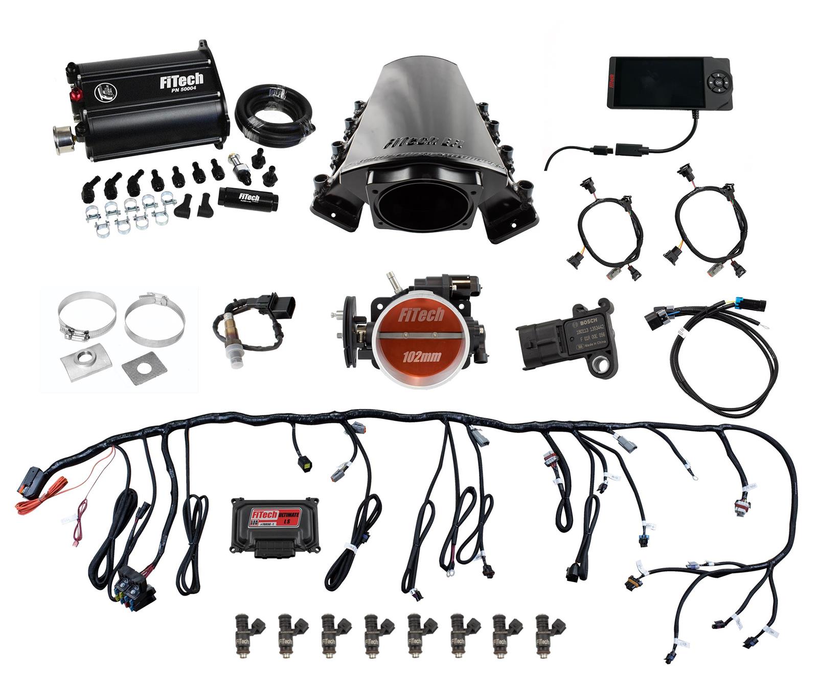 FiTech Ultimate LS EFI 750 HP Fuel Injection Systems with Force 75217 System, LS, HP, Multi-port, LS7 Square Port Heads, Fuel, Fuel, Kit