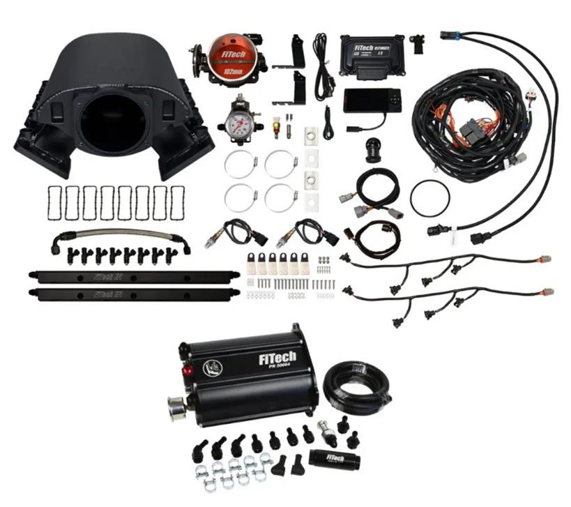 FiTech Ultimate Rebel LS 750 HP EFI Fuel Injection Systems 75291 System, Rebel, HP, Cathedral Port, 102mm, Inline Pump, 55 Lb., EV1, With Transmission Controller, Kit