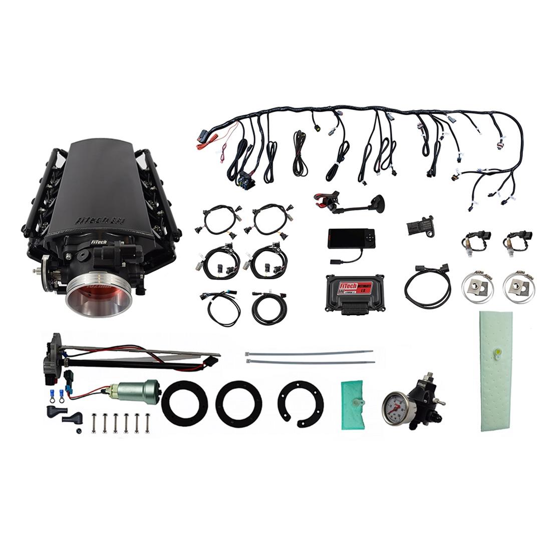 FiTech Ultimate LS EFI 1,000 HP Fuel Injection Systems with Go In-Tank Module 76130 Systems, 1000 System With Short Cathedral Intake & In Tank 440 LPH Pump & Regulator Master Kit
