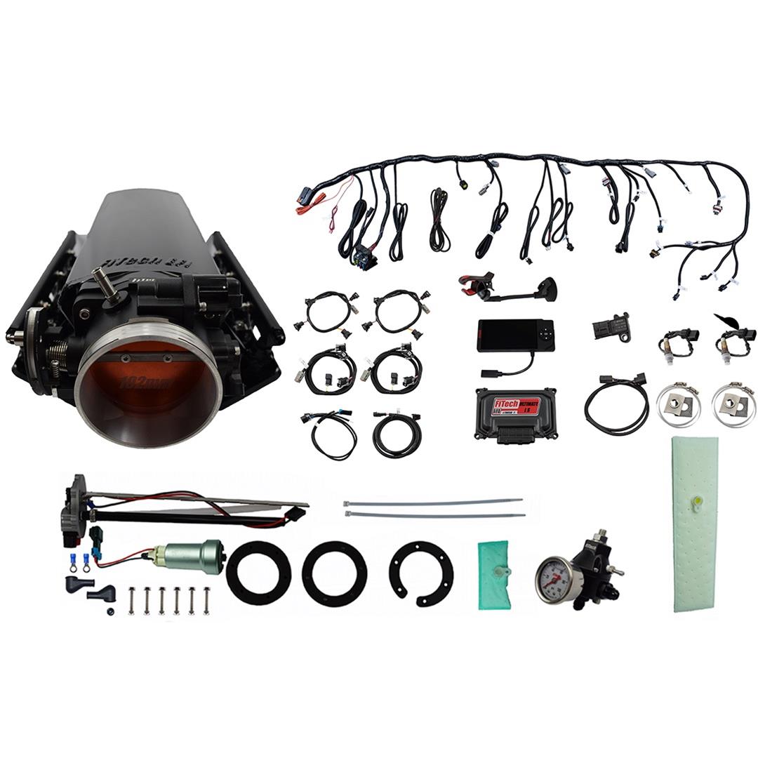 FiTech Ultimate LS EFI 1,000 HP Fuel Injection Systems with Go In-Tank Module 76132 Systems, 1000 System With Long Runner Cathedral Intake & In Tank 440 LPH Pump & Regulator Master Kit