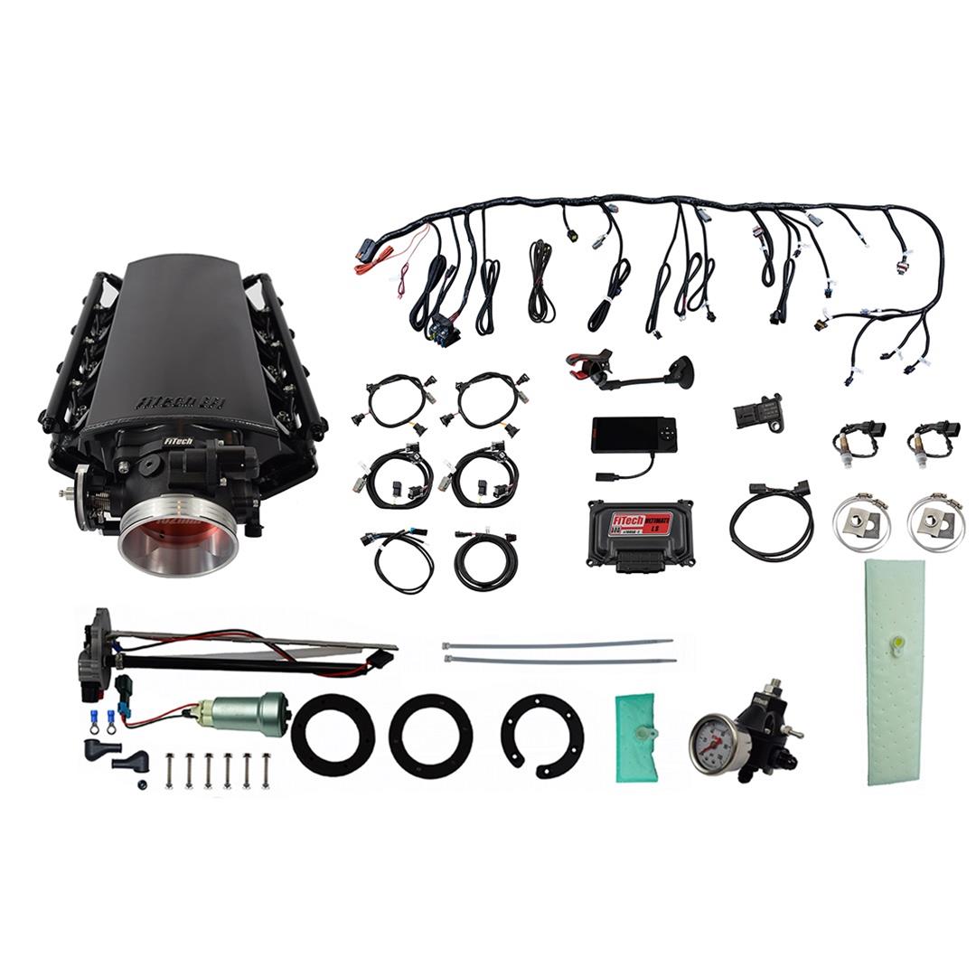FiTech Ultimate LS EFI 1,000 HP Fuel Injection Systems with Go In-Tank Module 76134 Systems, 1000 System With Short LS3 Port Intake & In Tank Pump & Regulator Master Kit