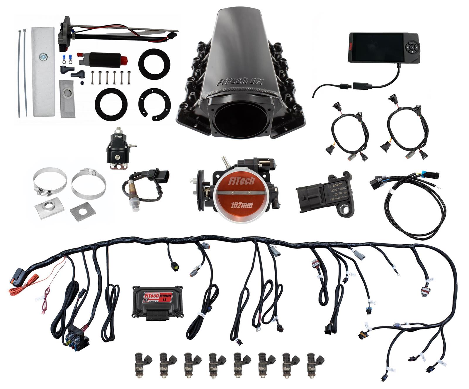 FiTech Ultimate LS EFI 750 HP Fuel Injection Systems with Go In-Tank Module 76203 System, HP, Multiport, Cathedral Port, Fuel, Kit