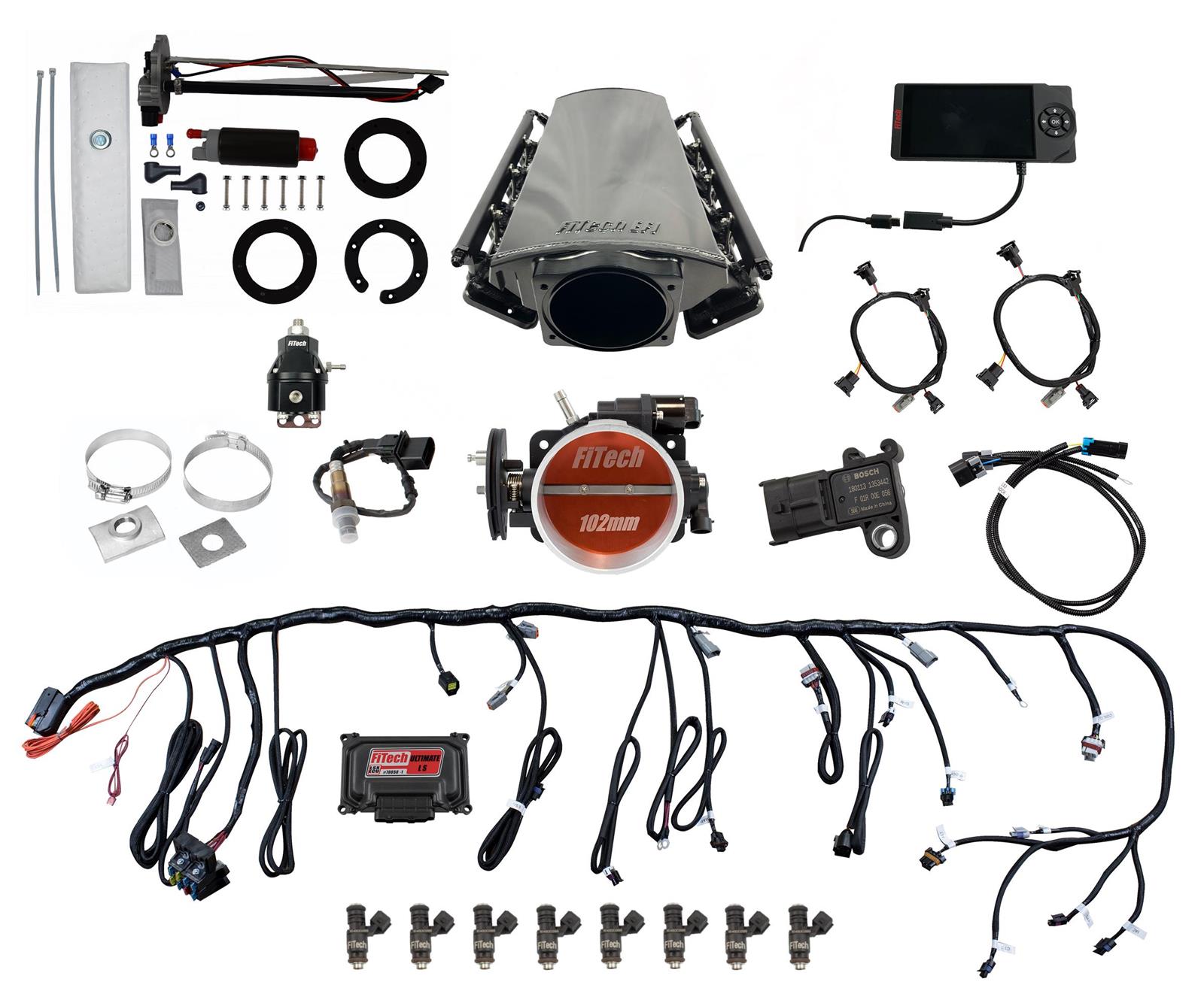 FiTech Ultimate LS EFI 750 HP Fuel Injection Systems with Go In-Tank Module 76213 System, LS, HP, Multi-port, Rectangular Port Heads, Force Fuel, Fuel, Kit