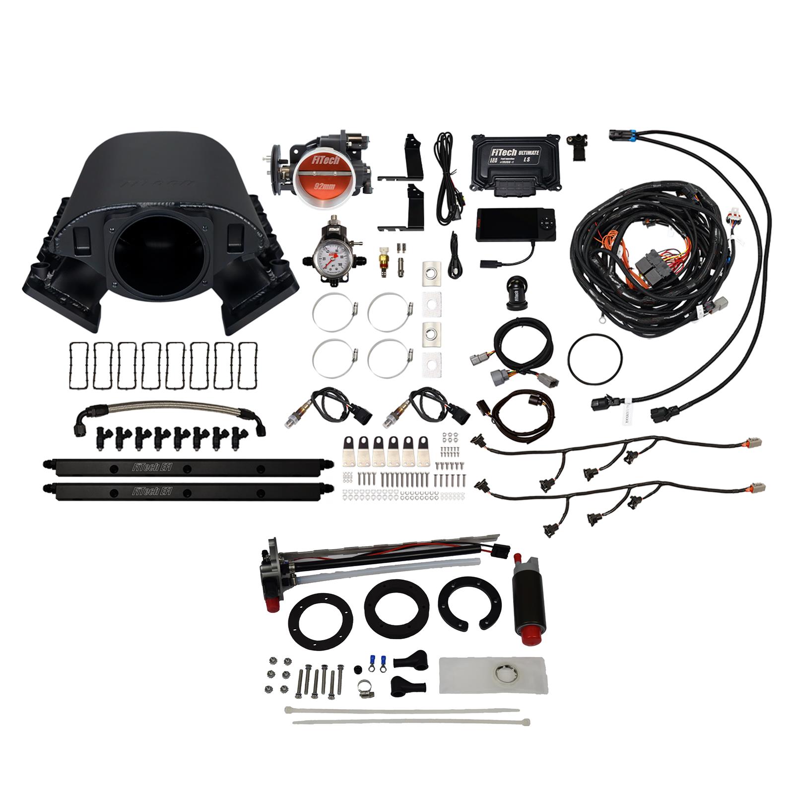 FiTech Ultimate Rebel LS 500 HP EFI Fuel Injection Systems 76289 System, Rebel, HP, Cathedral Port, 92mm Throttle Body, In-Tank Pump, 36 Lb., EV1, With Transmission Controller, Kit