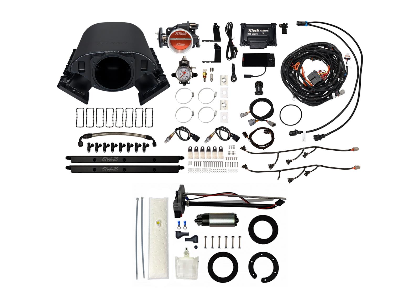 FiTech Ultimate Rebel LS 500 HP EFI Fuel Injection Systems 76489 System, Rebel, HP, Cathedral Port, 92mm Throttle Body, In-Tank Pump, 36Lb., EV1, With Tansmission Controller, Kit