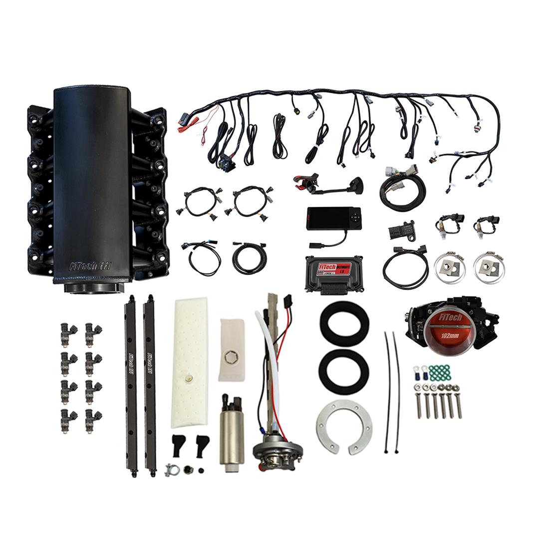 FiTech Ultimate LS 750 HP EFI Short Cathedral Intake Fuel Injection Master Kits 76604 System With & Transmission Control Kit