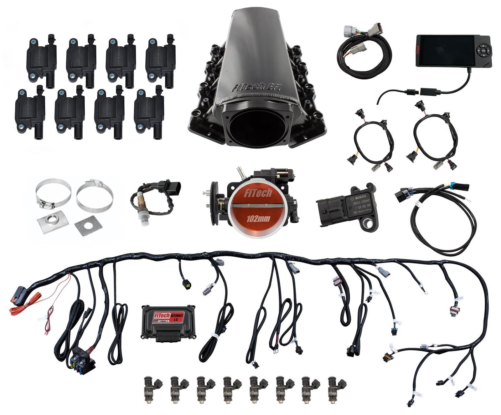 FiTech Ultimate LS EFI 750 HP Fuel Injection Systems 78004 Injection, LS, Kit LS1/LS2/LS6 -750HP w/ Trans Control, w/ coil pack set