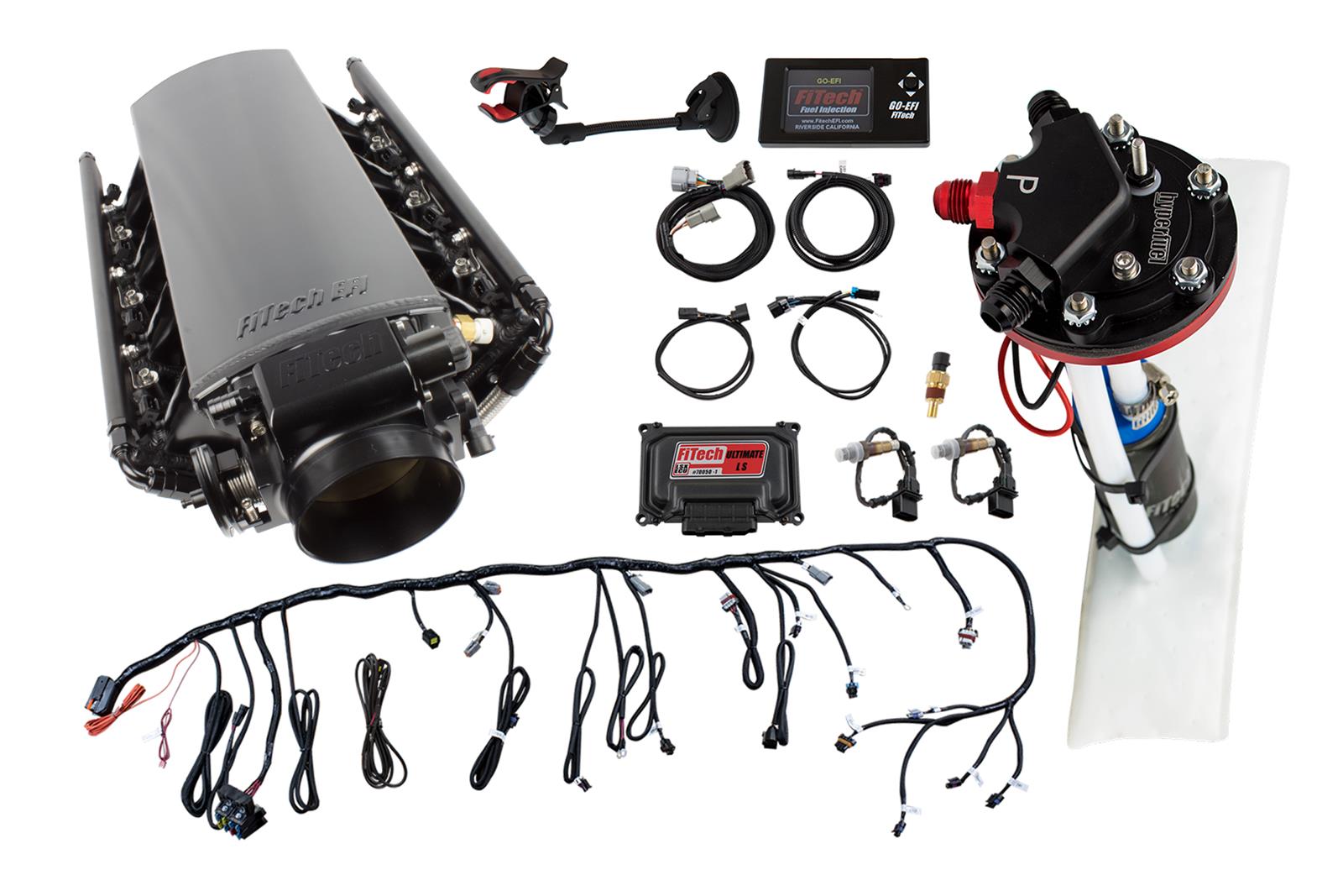 FiTech Ultimate LS Truck EFI 750 HP Fuel Injection Systems with Hy-Fuel 78009 System, EFI, HP, LS1/LS2/LS6, With Transmission Controller, With Tight Fit In-Tank Pump, Kit