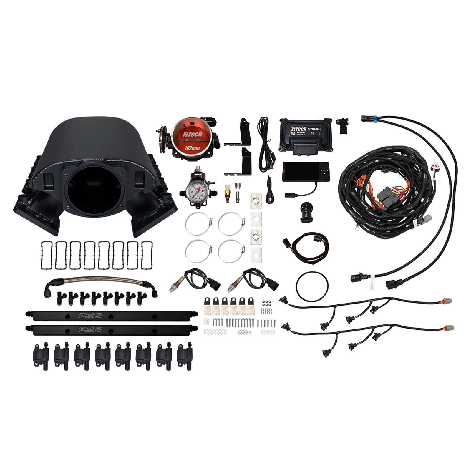 FiTech Ultimate Rebel LS 750 HP EFI Fuel Injection Systems 78090 System, Rebel, HP, Cathedral Port, 102mm Throttle Body, LS3 Coils, 55 Lb., EV1, Without Transmission Controller, Kit