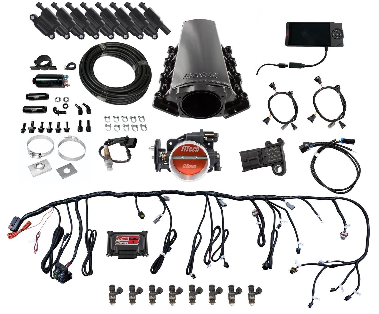 FiTech Ultimate LS EFI 500 HP Fuel Injection Systems 78106 Injection, LS, Tall for LS1/LS2/LS6 - 500HP w/o Trans Control w/Inline Pump Kit, w/ coil pack set