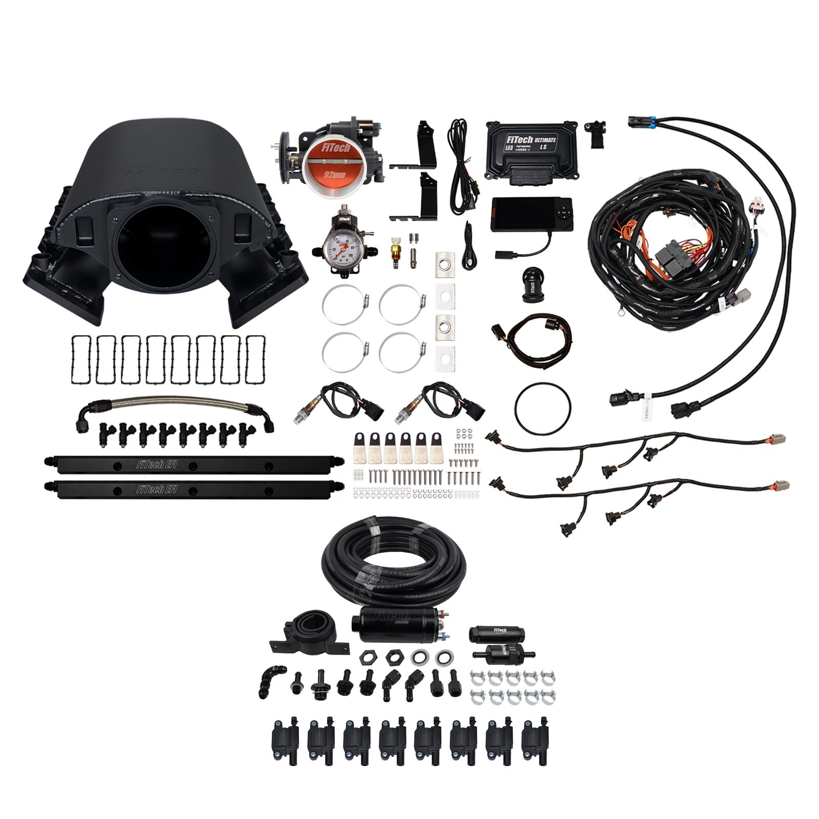 FiTech Ultimate Rebel LS 500 HP EFI Fuel Injection Systems 78188 System, Rebel, HP, Cathedral Port, 92mm, Inline Pump, LS3 Coils, 36 Lb., EV1, Without Transmission Controller, Kit