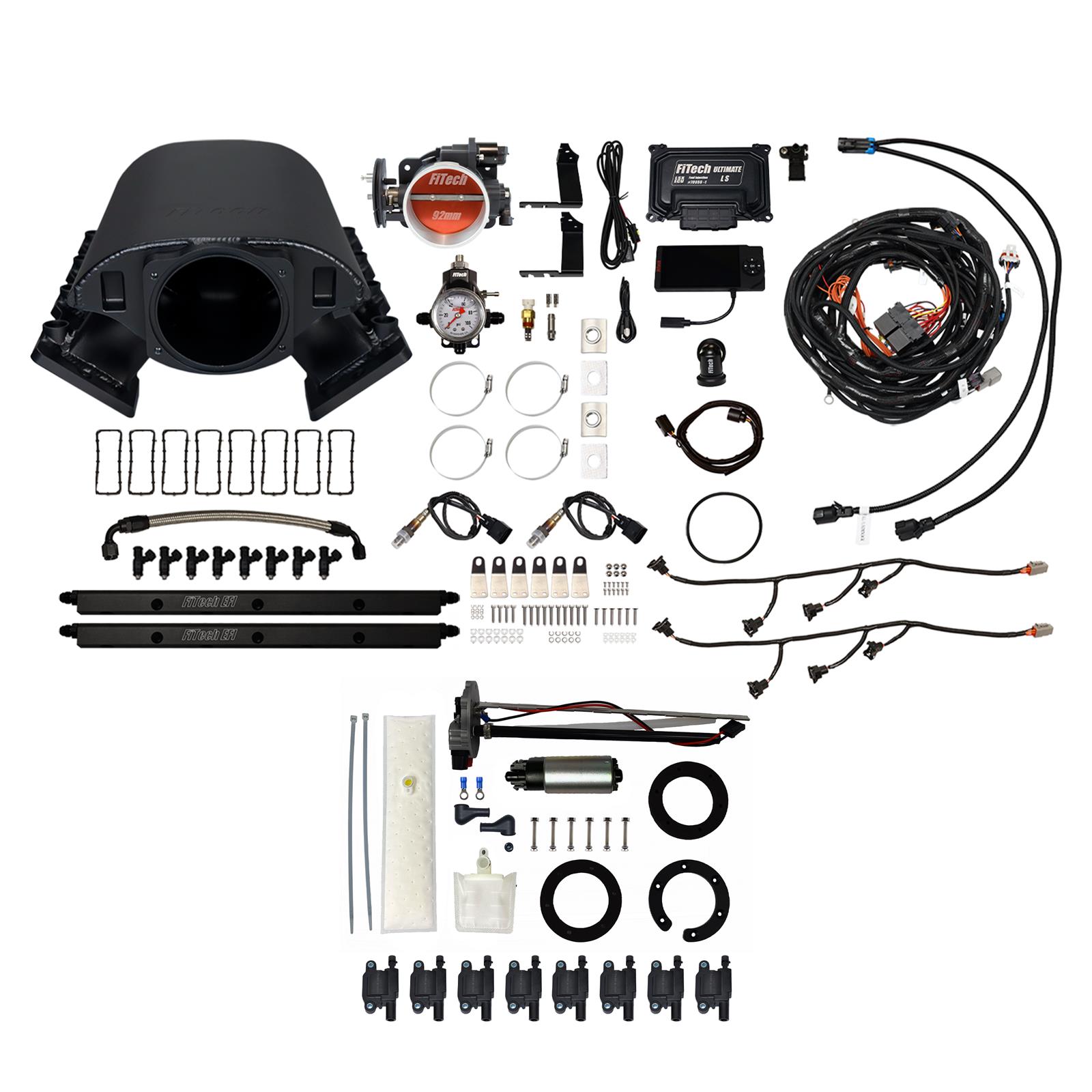 FiTech Ultimate Rebel LS 500 HP EFI Fuel Injection Systems 78488 System, Rebel, HP, Cathedral Port, 92mm, In-Tank Pump, LS3 Coils, 36 Lb., EV1, Without Transmission Controller, Kit