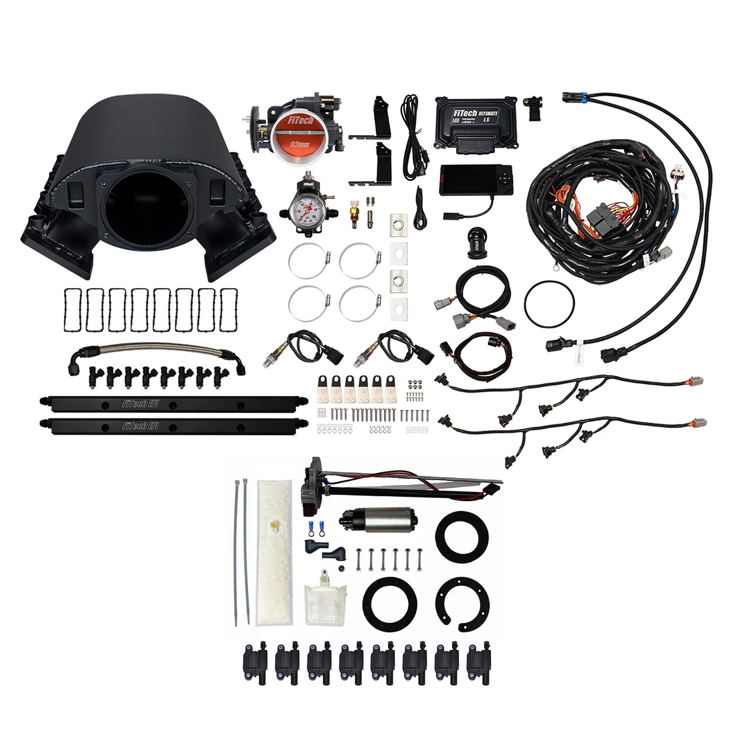 FiTech Ultimate Rebel LS 500 HP EFI Fuel Injection Systems 78489 System, Rebel, HP, Cathedral Port, 92mm, In-Tank Pump, LS3 Coils, 36 Lb., EV1, With Transmission Controller, Kit