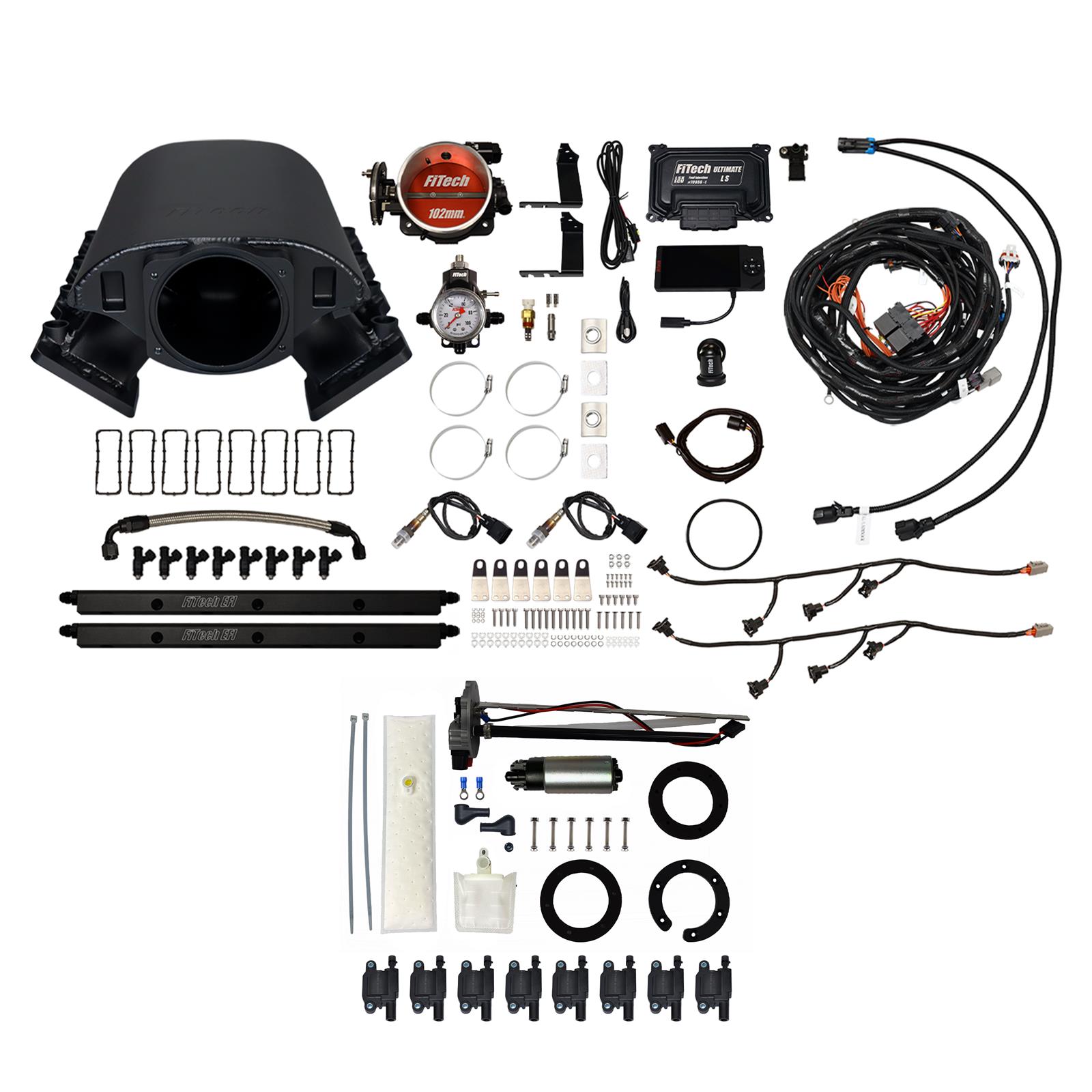 FiTech Ultimate Rebel LS 750 HP EFI Fuel Injection Systems 78490 System, Rebel, HP, Cathedral Port, 102mm, In-Tank Pump, LS3 Coils, 55 Lb., EV1, Without Transmission Controller, Kit