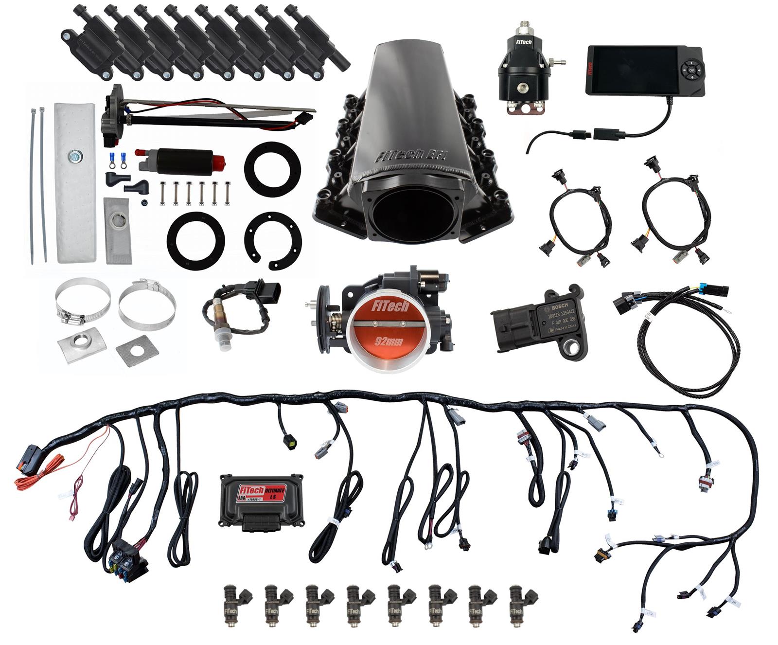 FiTech Ultimate LS EFI 500 HP Fuel Injection Systems 78601 Injection, LS, Master Kit 70001 w/ 50015 In-Tank Module, 54001 regulator, w/ coil pack set