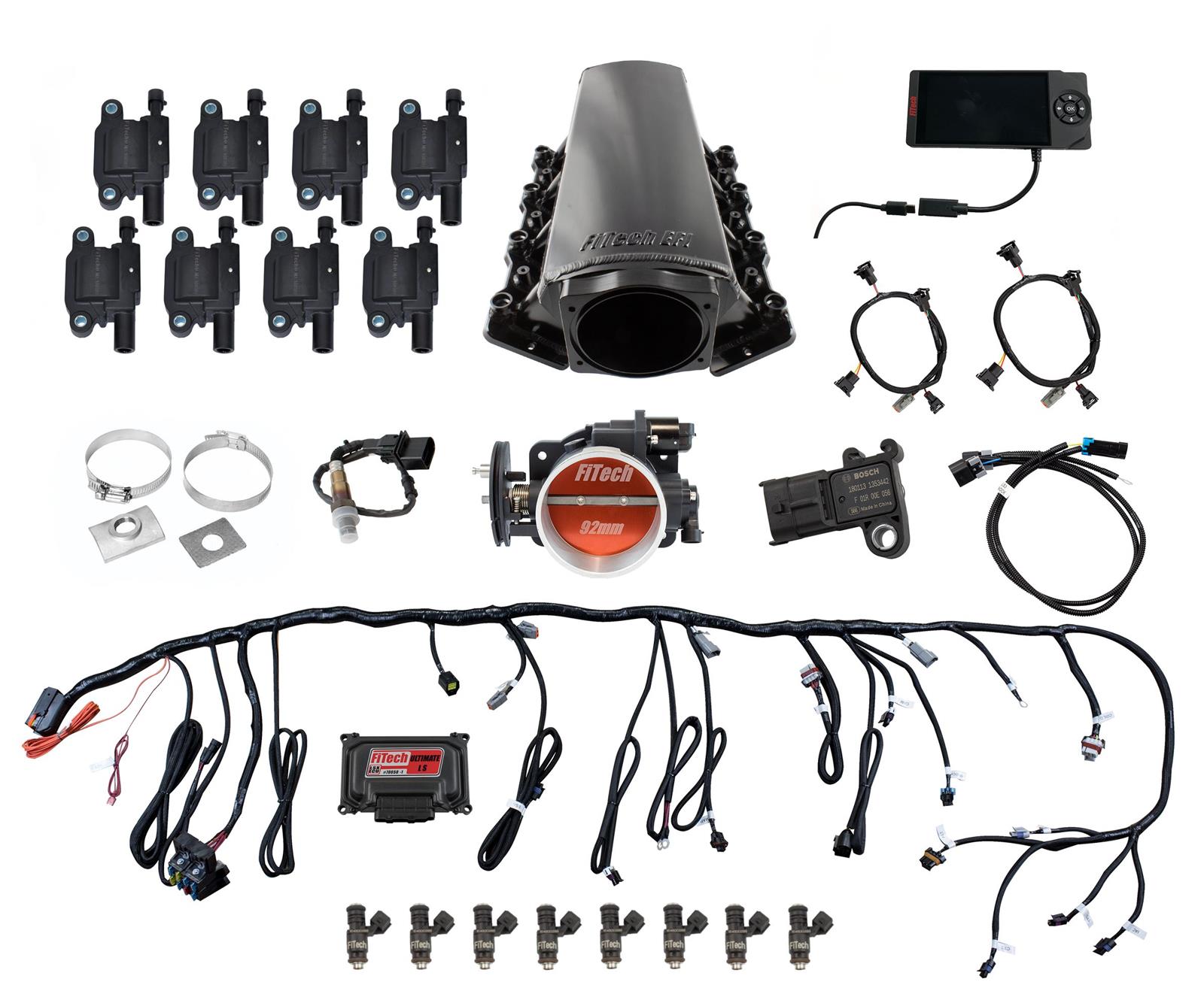 FiTech Ultimate LS EFI 500 HP Fuel Injection Systems 79006 Injection, LS, Tall for LS1/LS2/LS6 - 500HP w/o Trans Control for truck ACC led coil pack set