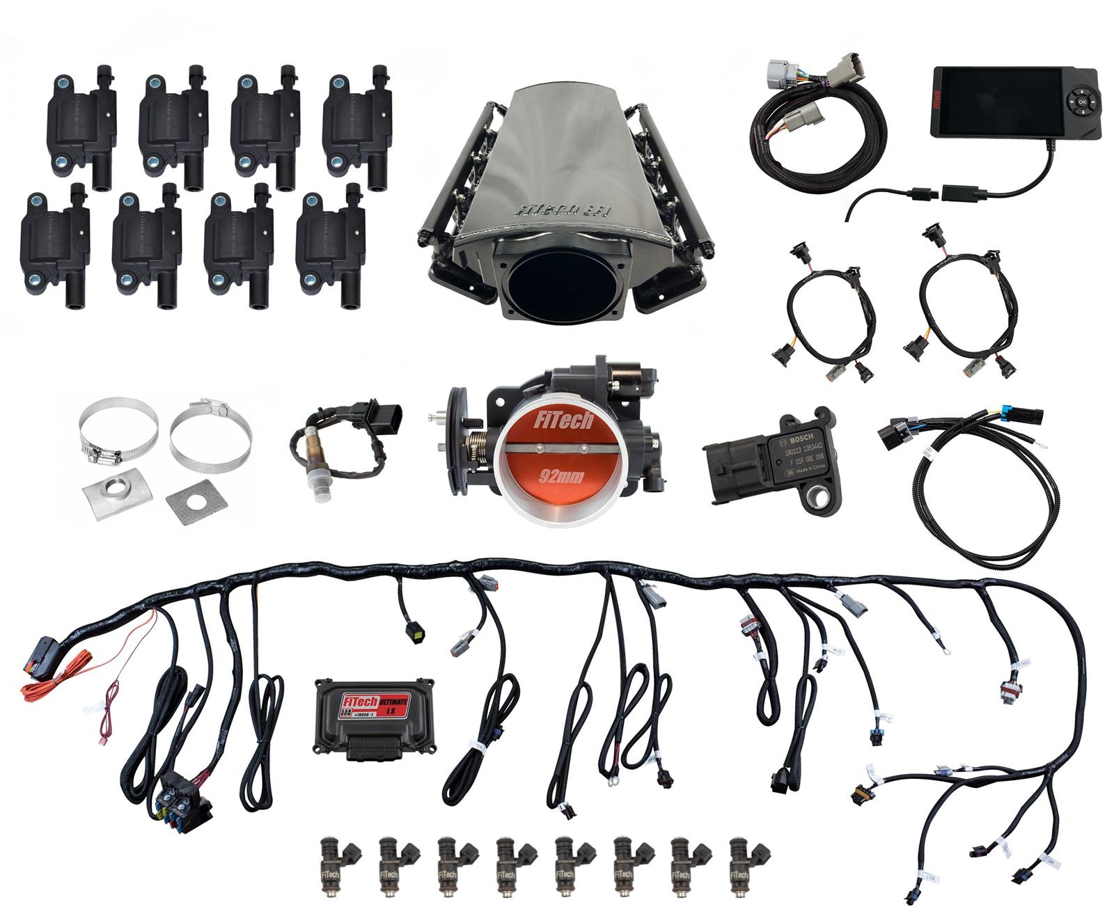 FiTech Ultimate LS EFI 500 HP Fuel Injection Systems 79012 Injection, LS, Kit LS3/L92 - 500HP w/ Trans Control, w/ led coil pack set