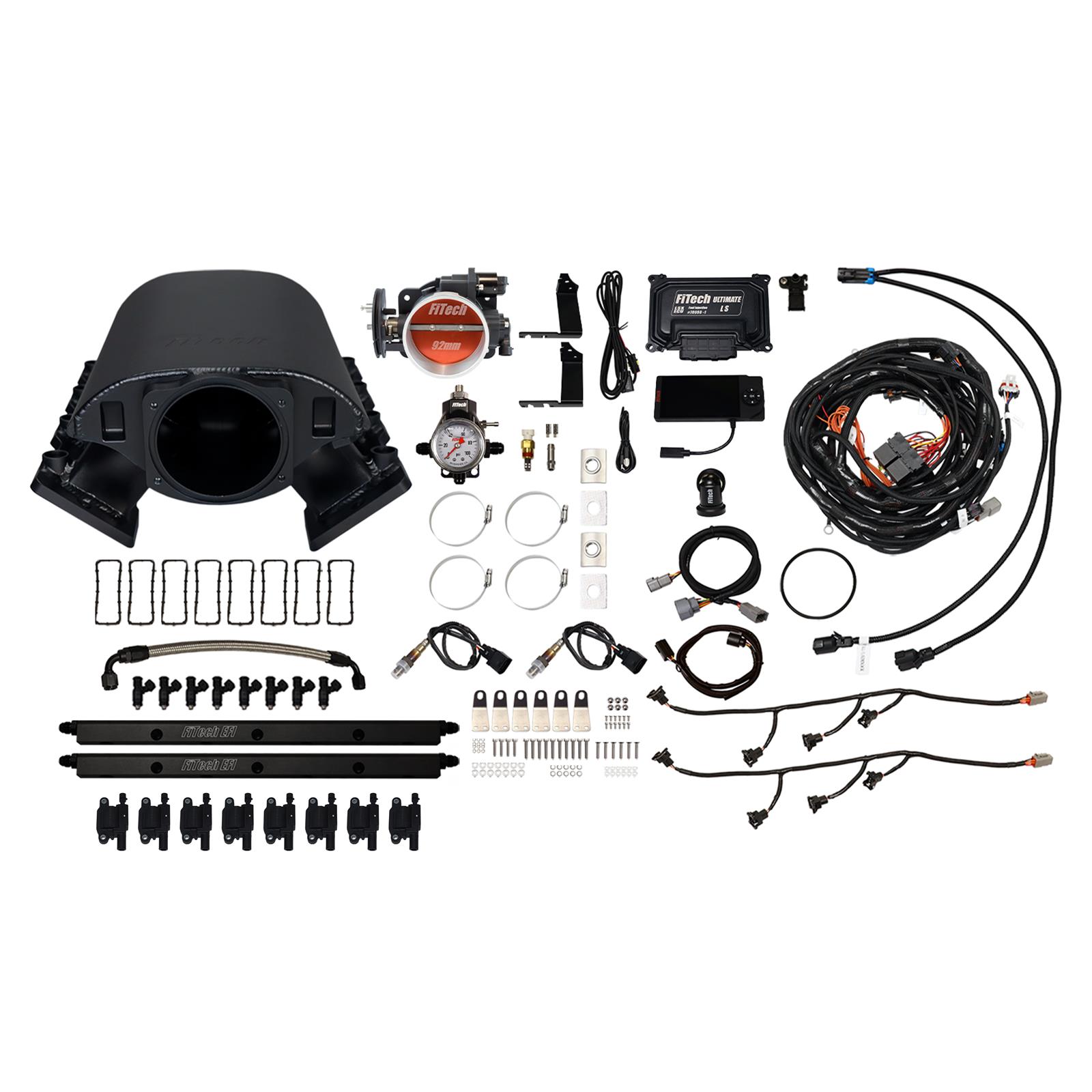 FiTech Ultimate Rebel LS 500 HP EFI Fuel Injection Systems 79089 System, Rebel, HP, Cathedral Port, 92mm, No Pump, LS3 Coils, 36 Lb., EV1, With Transmission Controller, Kit
