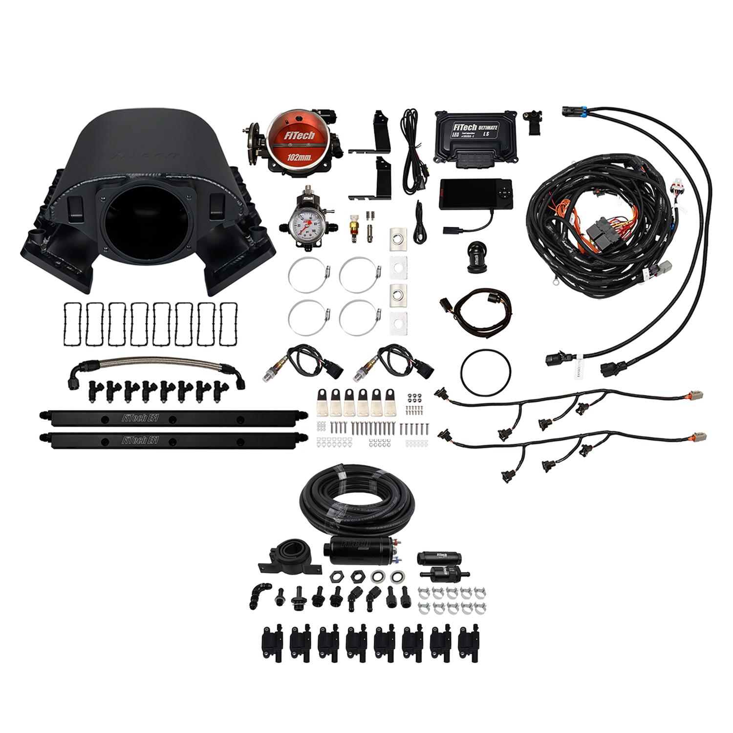 FiTech Ultimate Rebel LS 750 HP EFI Fuel Injection Systems 79190 System, Rebel, HP, Cathedral Port, 102mm, Inline Pump, LS3 Coils, 55 Lb., EV1, Without Transmission Controller, Kit