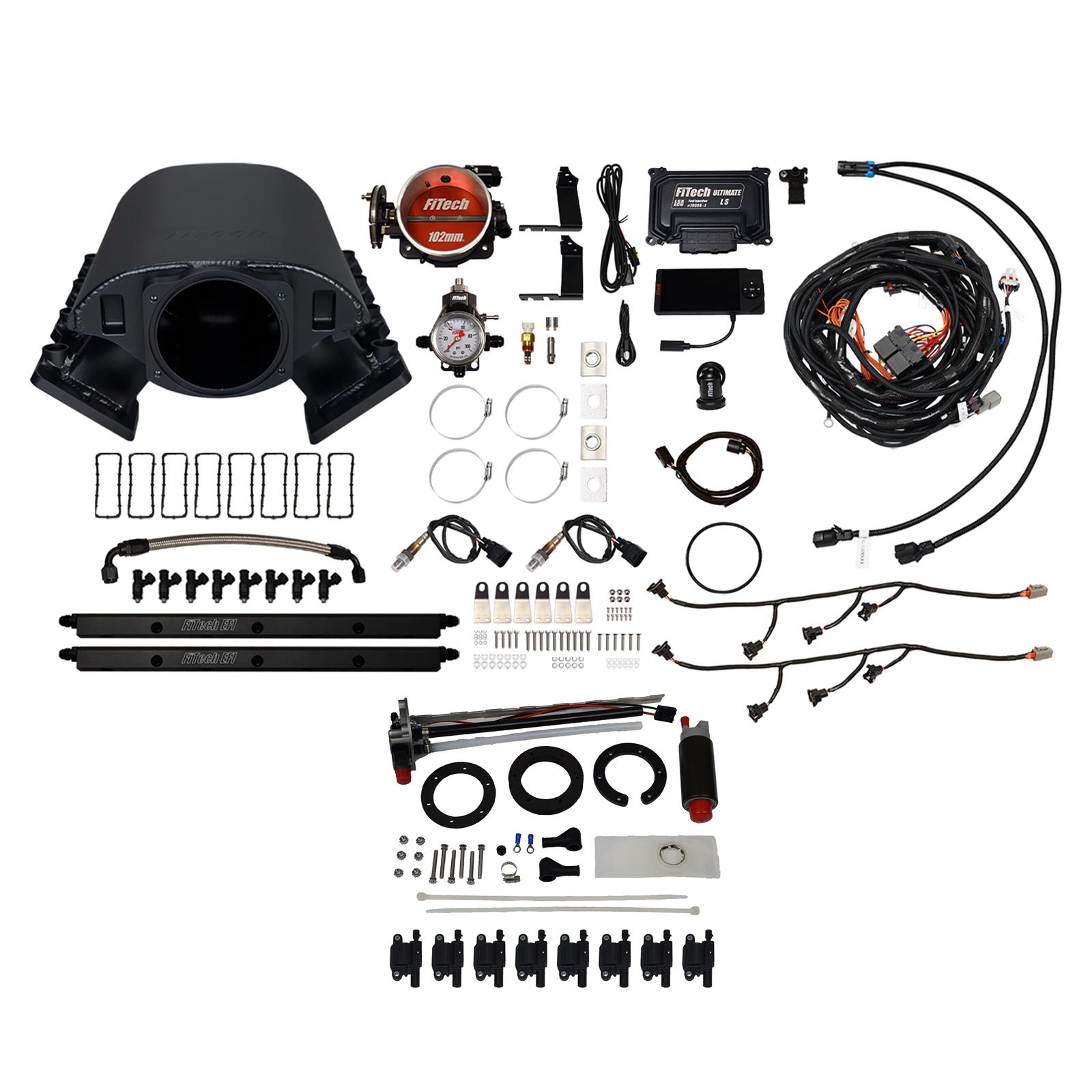 FiTech Ultimate Rebel LS 750 HP EFI Fuel Injection Systems 79690 System, Rebel, HP, Cathedral Port, 102mm, In-Tank Pump, LS3 Coils, 55 Lb., EV1, Without Transmission Controller, Kit