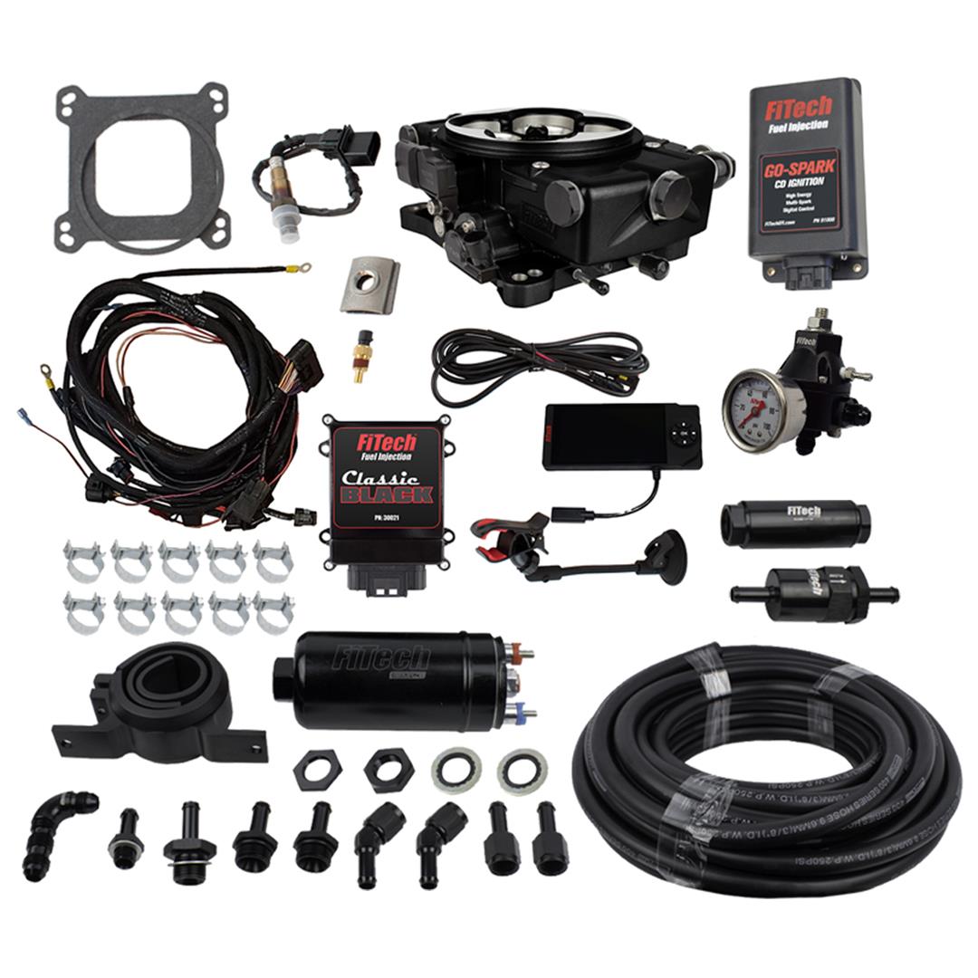 FiTech Go EFI Classic 650 HP System Inline Pump/Regulator/Go-Spark Fuel Injection Master Kits 93121 Gold With Kit Delivery