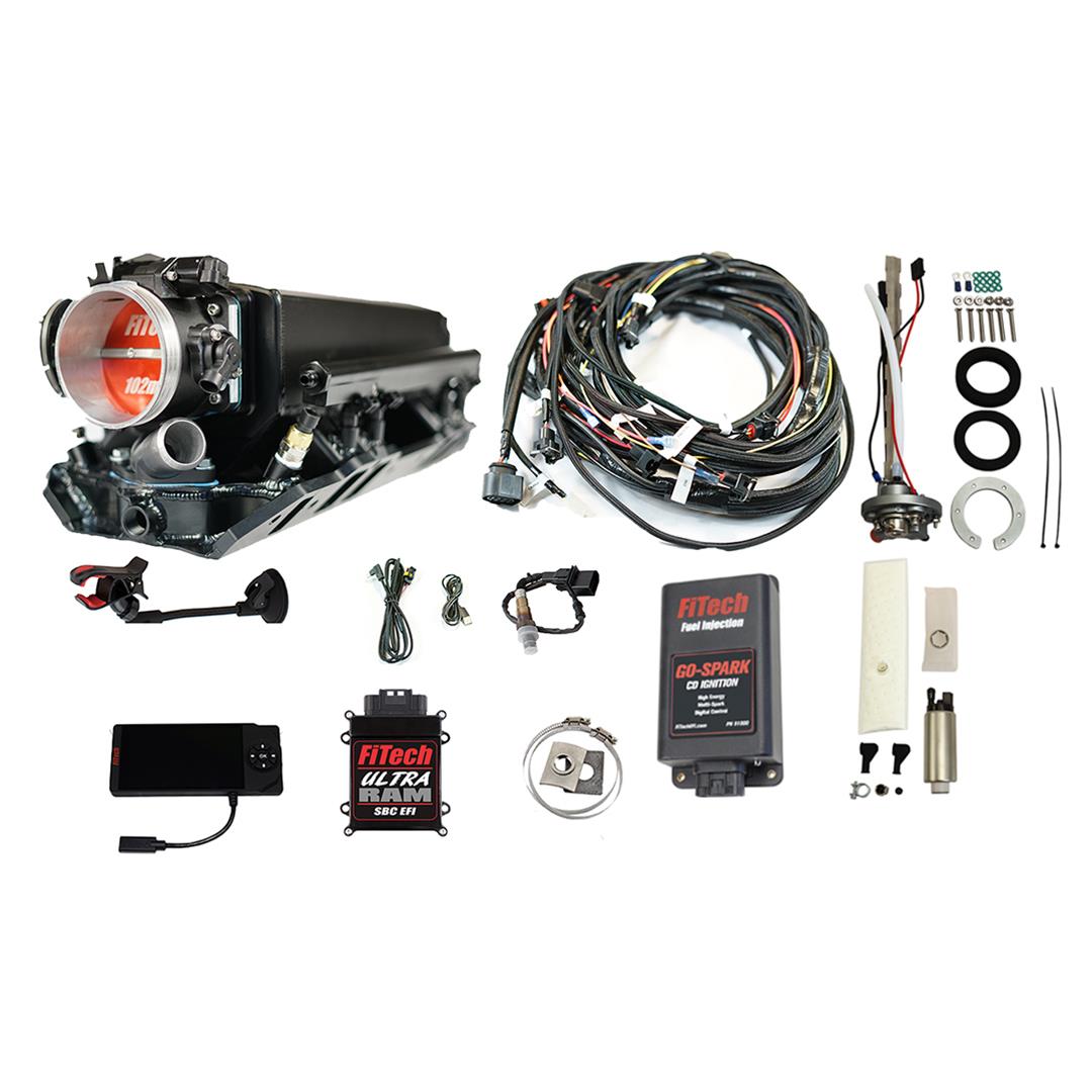 FiTech Ultra Ram EFI 800 HP Regulated In-Tank Pump/Go-Spark Fuel Injection Master Kits 96232 Chevy Big Block Rectangle Port System With Kit