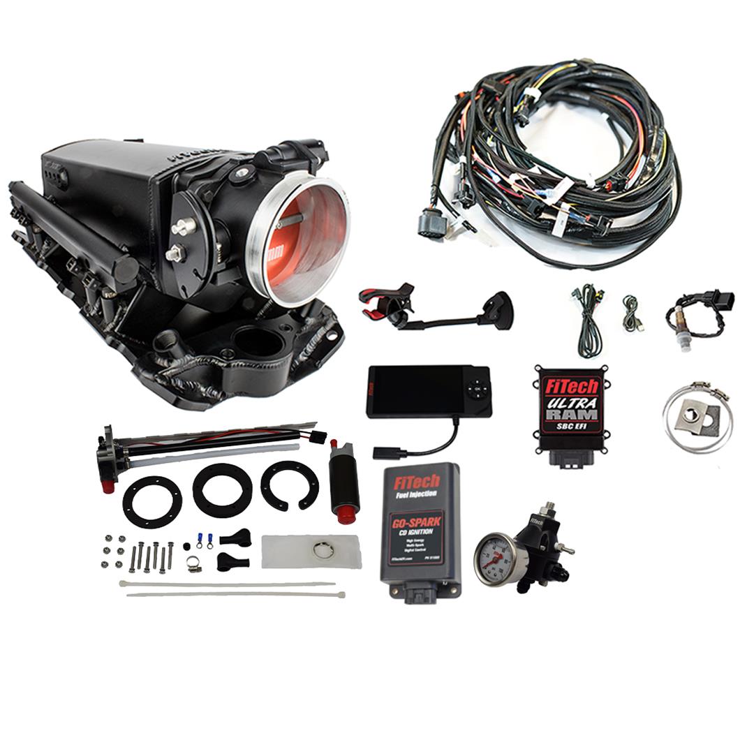 FiTech Ultra Ram EFI 650 HP In-Tank Pump/Regulator/Go-Spark Fuel Injection Master Kits 96331 Chevy Small Block System With Kit