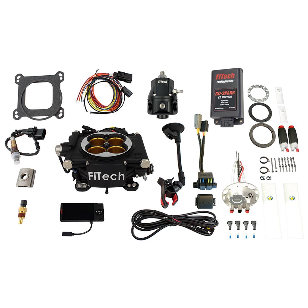FiTech Go EFI 8 PA 1200 HP System Dual Pump/HP Regulator/Go-Spark Fuel Injection Master Kits 96412 Matte Black Finish With Kit