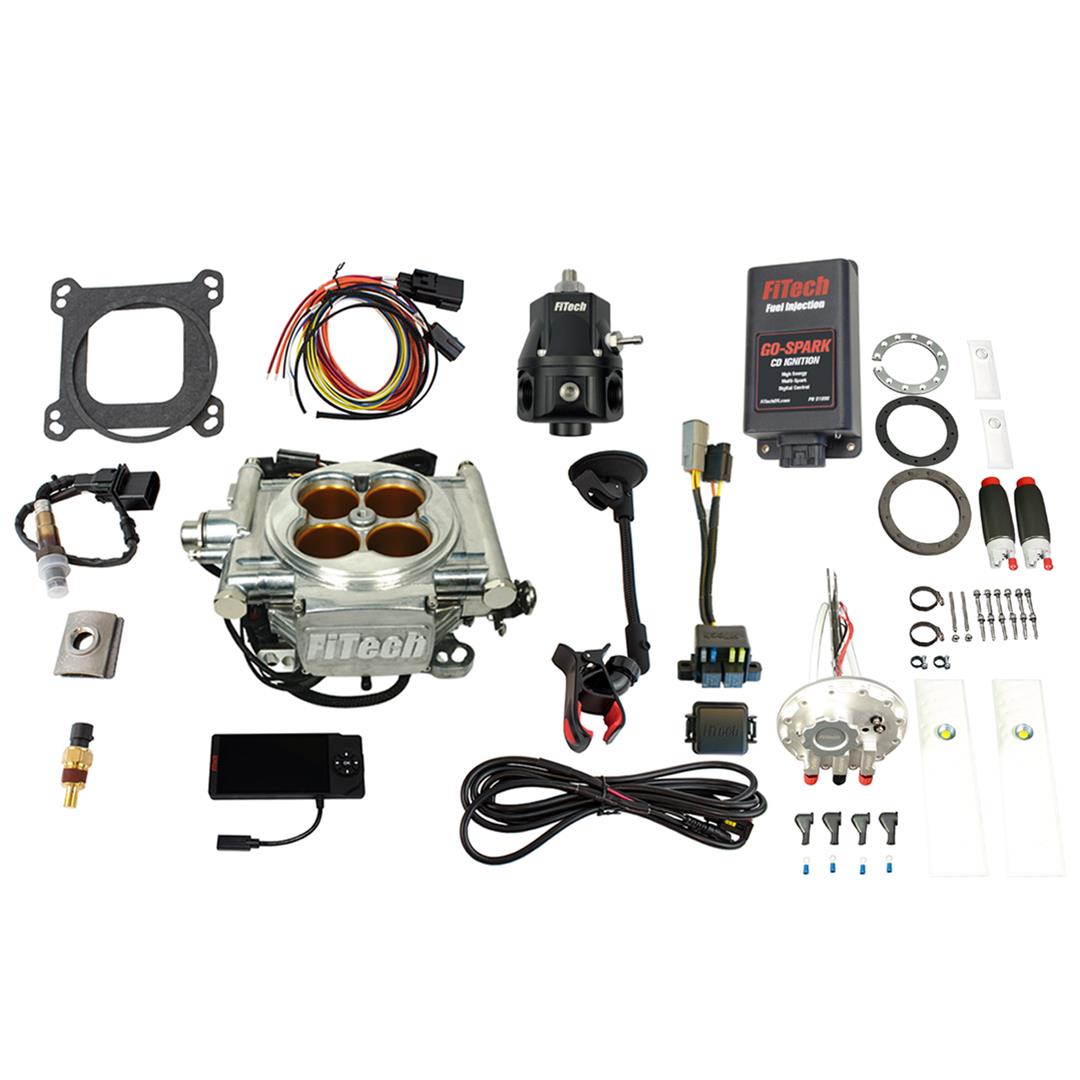 FiTech Go EFI 8 PA 1200 HP System Dual Pump/HP Regulator/Go-Spark Fuel Injection Master Kits 96413 Bright Aluminum Finish With Kit