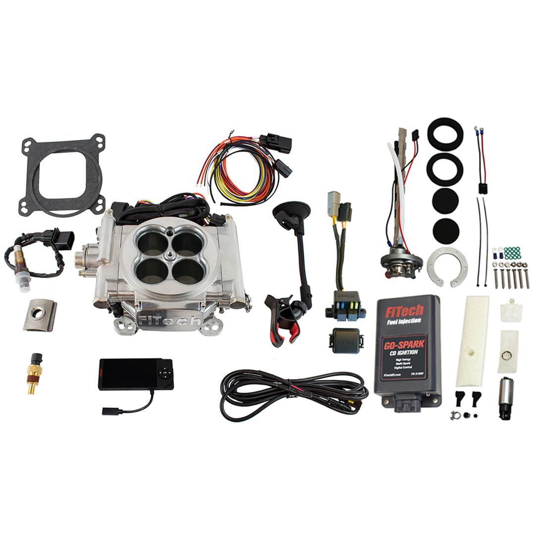 FiTech Go EFI 4 600 HP System/Go Spark Fuel Injection Master Kits 96501 Bright Aluminum System With Kit