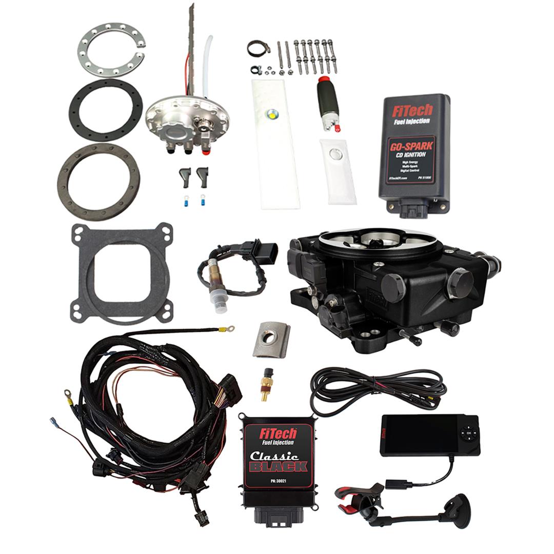 FiTech Go EFI Classic 650 HP System In-Tank Pump/Go-Spark Fuel Injection Master Kits 96721 Black With Kit
