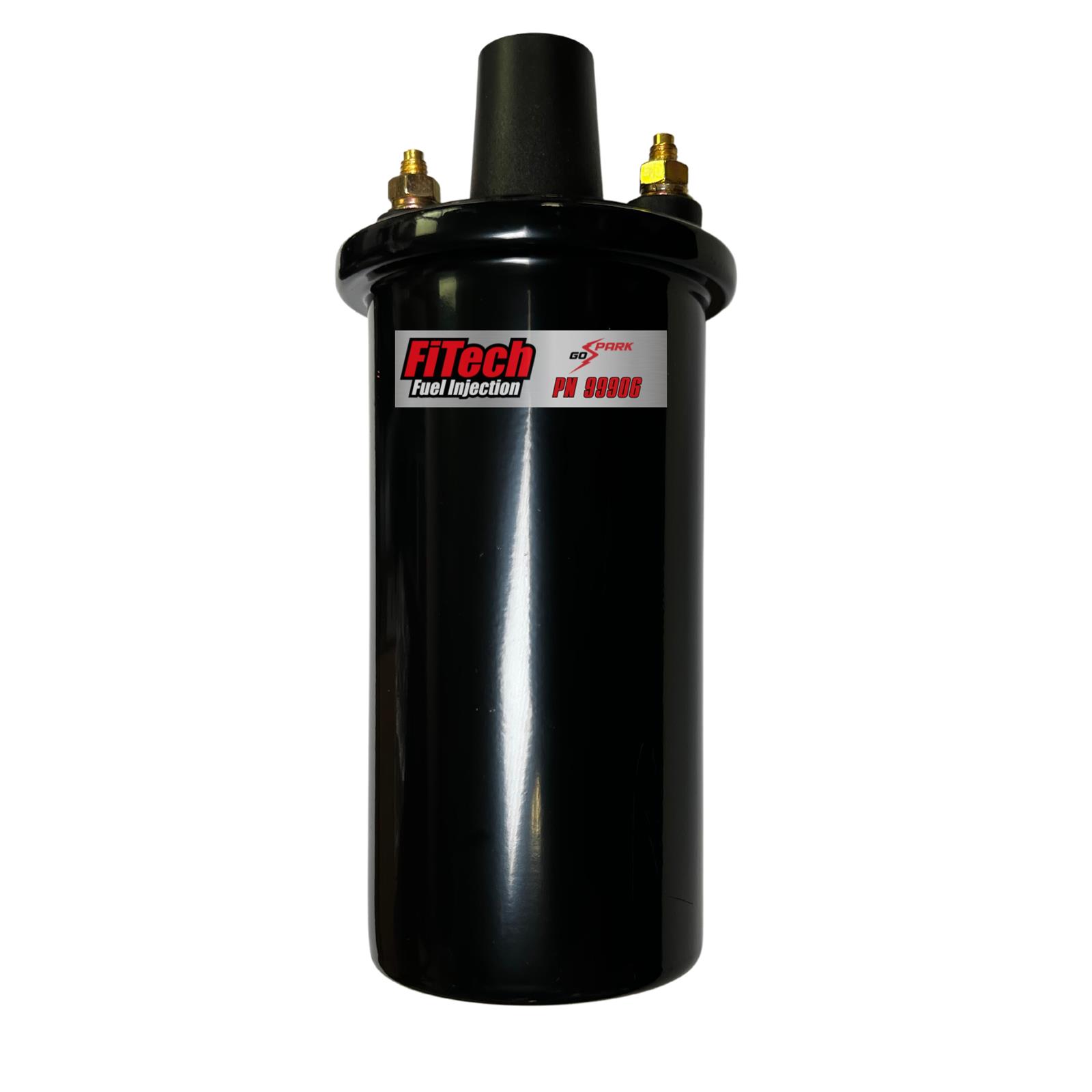 FiTech Go-Spark Ignition Coils 99906 Coil, Go-Spark, Round, Oil Filled, Black, 40,000 V, Each