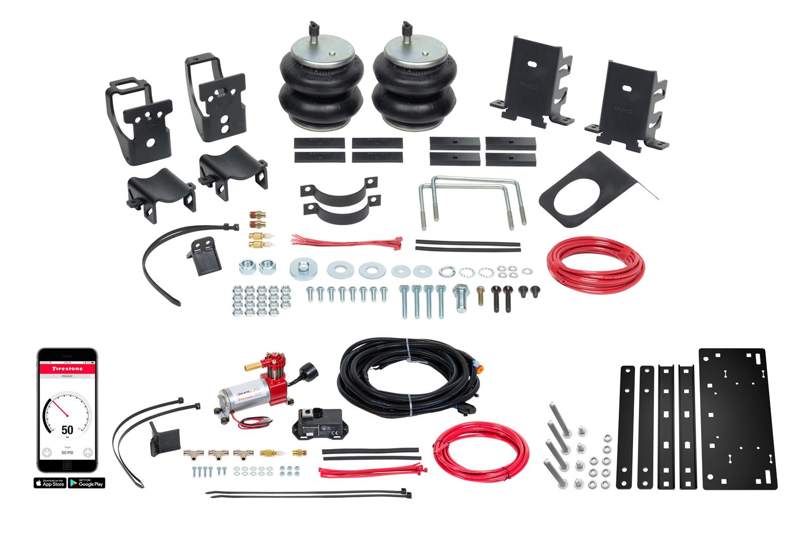 Firestone Ride-Rite F3 Wireless All-In-One Kits for 2011-2016 F-250 SUPER DUTY, F-350 F-450 DUTY - W217602866 Air Springs, Analog All-In-One, Air Compressor, Gauge, Rear, Controller, Ford, Kit