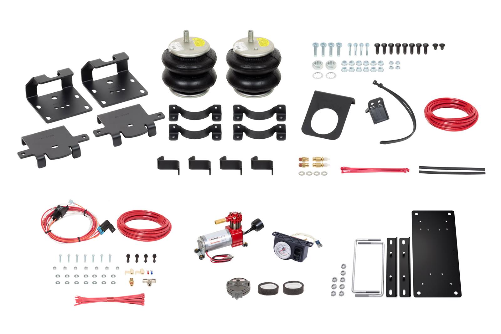 Firestone Ride-Rite Analog All-In-One Kits W217602873 Air Springs, All-In-One, Air Compressor, Gauge, Rear, Chevrolet, GMC, Kit