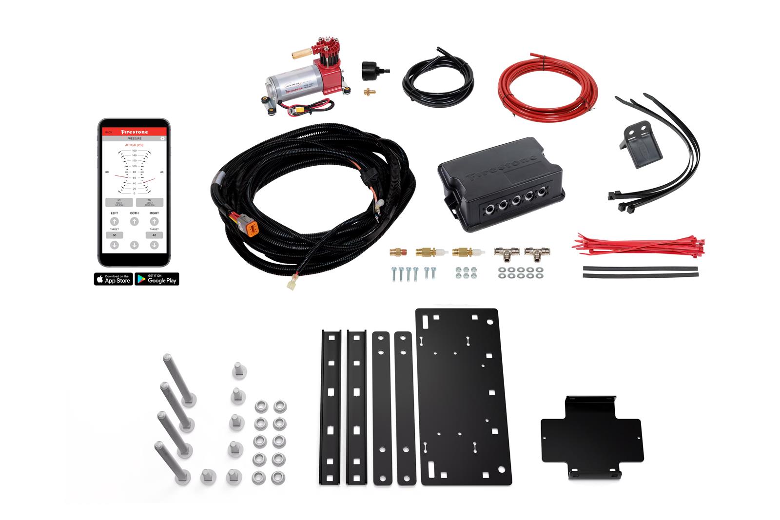 Firestone Air Command Kits WR17602930 Compressor, Suspension, Dual Path, App Controlled, Standard Duty, Maximum 100 psi, 9 Percent Duty Cycle, 12 V DC, Kit