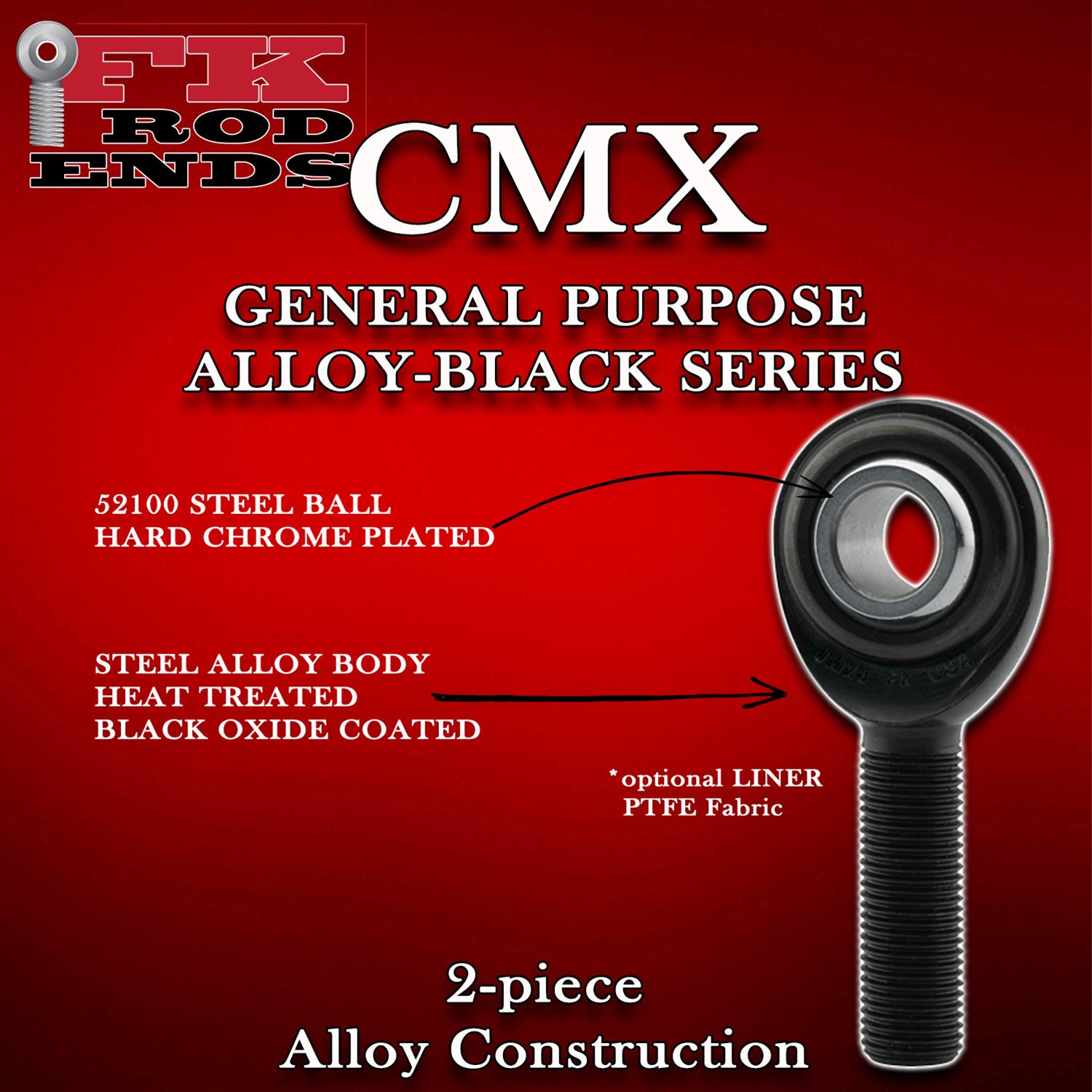 FK CMX Series Rod Ends CMX10 End, Series, 5/8 in.-18, Male Threads, 2-piece, Alloy Steel, 0.625 in. Bore, Each thumbnail 2