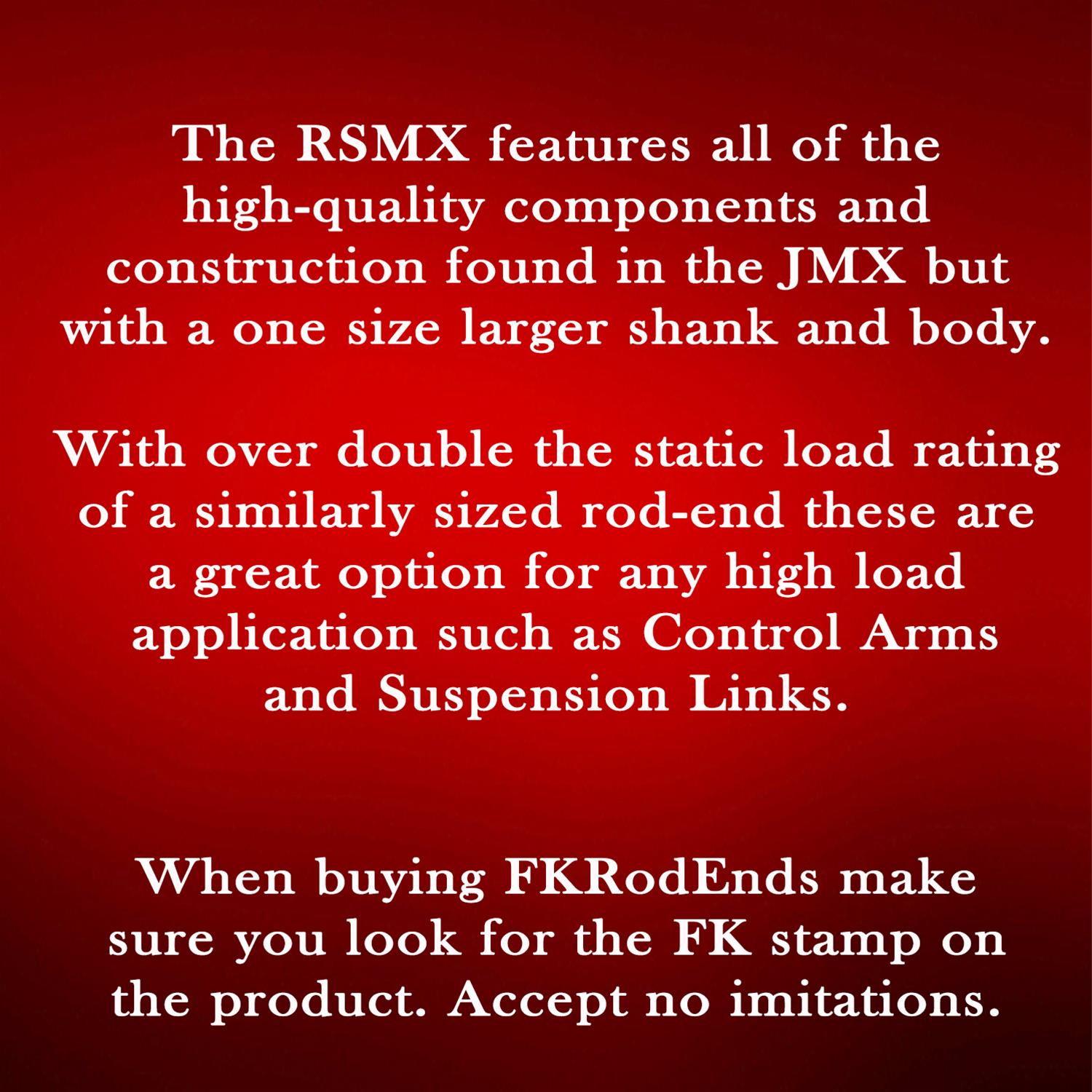 FK RSMX Series Rod Ends RSMX8 End, Series, 5/8 in.-18, Male Threads, 3-piece, Alloy Steel, 0.500 in. Bore, Each thumbnail 2