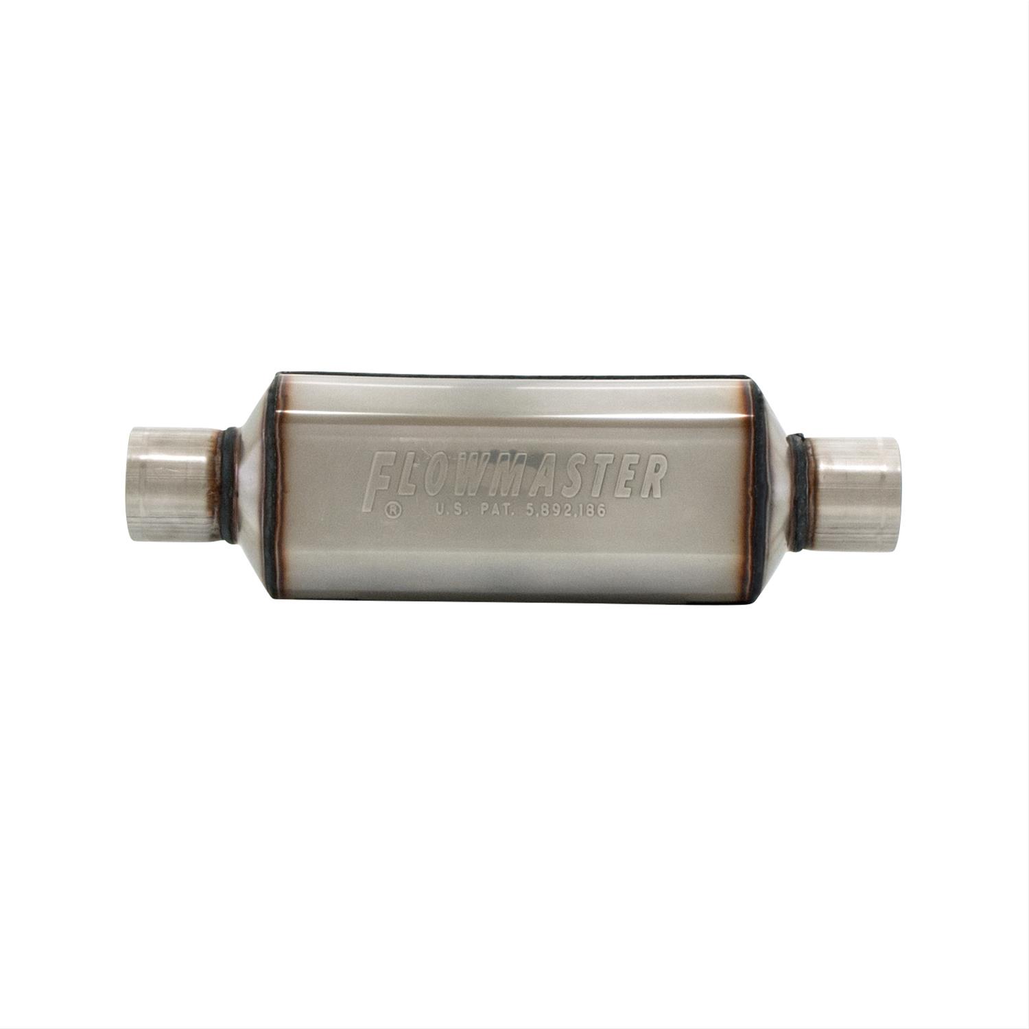 Flowmaster Super HP-2 304 Stainless Steel 2.5 Inch Muffler 12512304 Muffler, Oval, Stainless, Natural, in. Center Inlet/Outlet, 18 in. Overall Length, Each thumbnail 2