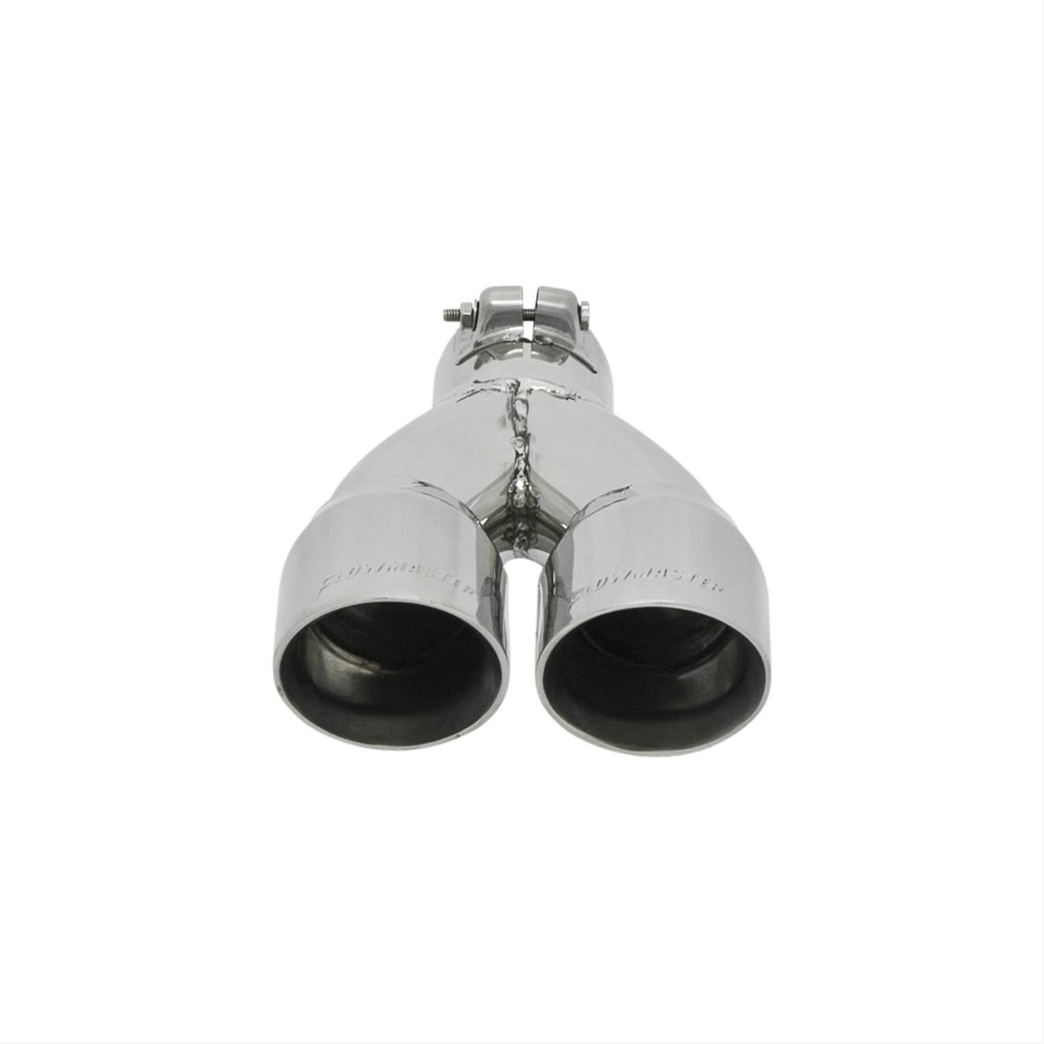 Flowmaster Round, Polished 2.50 Inch Exhaust Tip 15307 Tip, Dual, Clamp-on, Stainless, Polished, 2.5 in. Inlet I.D., 10 in. Length, Each