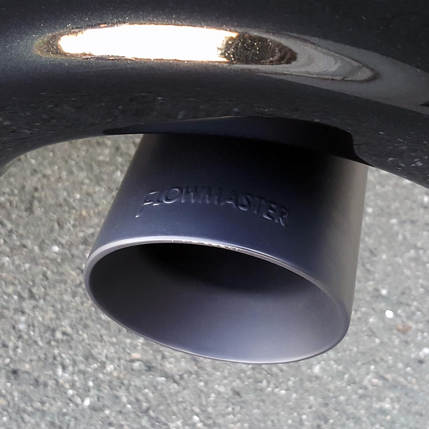 Flowmaster Round, Black 2.50 Inch Exhaust Tip 15356B Tip, Stainless Steel, Ceramic Coated, in. Inlet, 4.00 in. Outlet, Slant, Dodge, Ram, Pair thumbnail 4