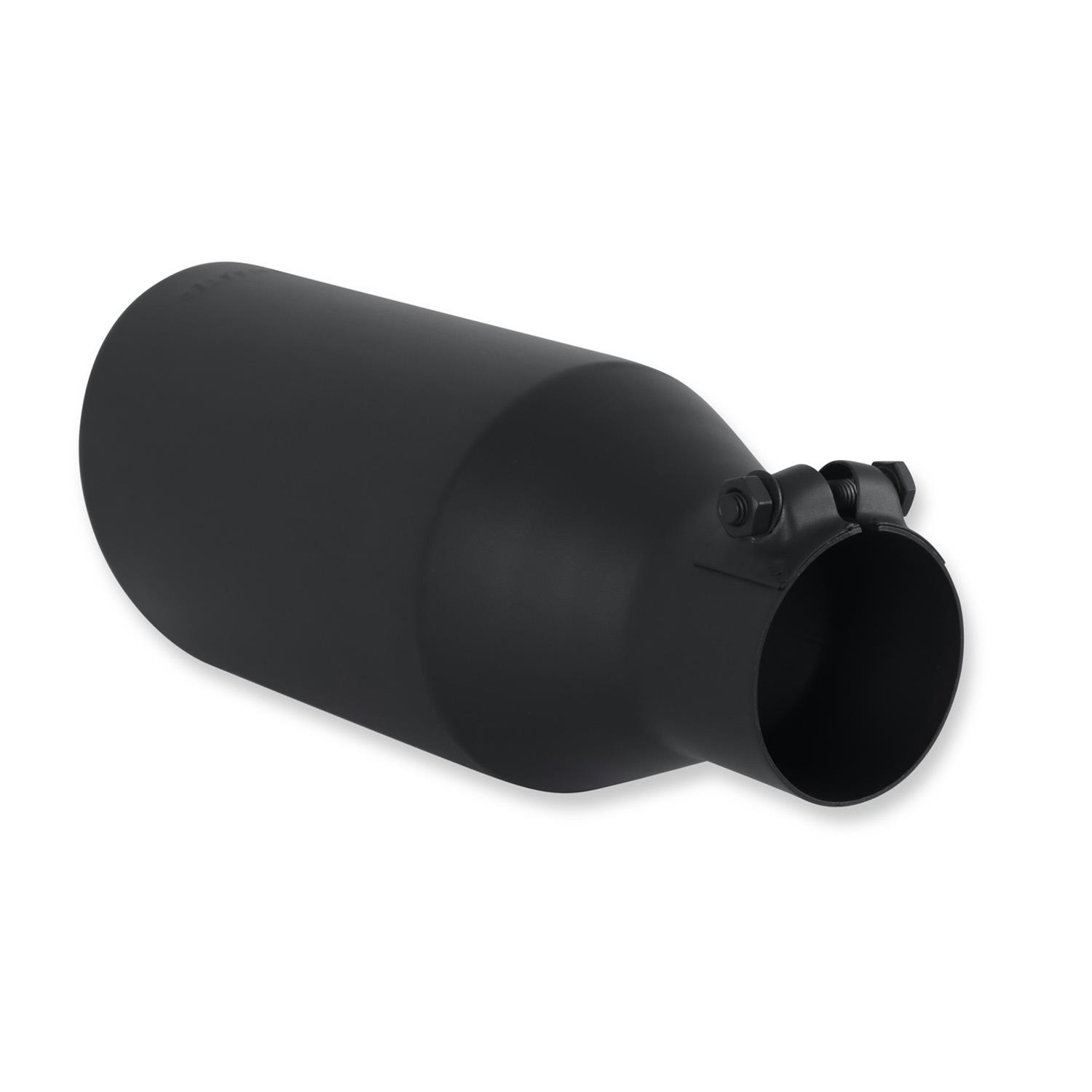 Flowmaster Round, Black 2.50 Inch Exhaust Tip 15404B Tip, Clamp-On, 304 Stainless Steel, Ceramic Coated, in. Inlet, 4.00 in. Outlet, 11.00 in. Length, Universal, Each thumbnail 4