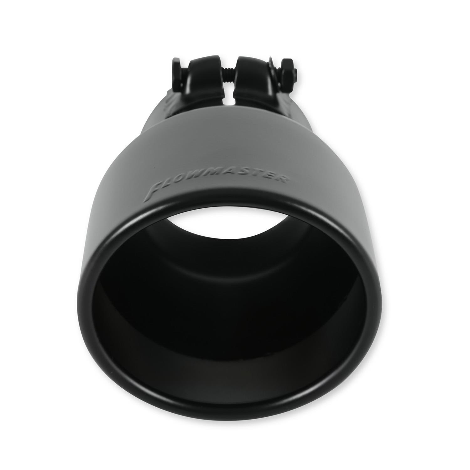 Flowmaster Round, Black 3 Inch Exhaust Tip 15407B Tip, Clamp-On, 304 Stainless Steel, Ceramic Coated, 3.00 in. Inlet, 4.50 in. Outlet, 7.00 in. Length, Universal, Each