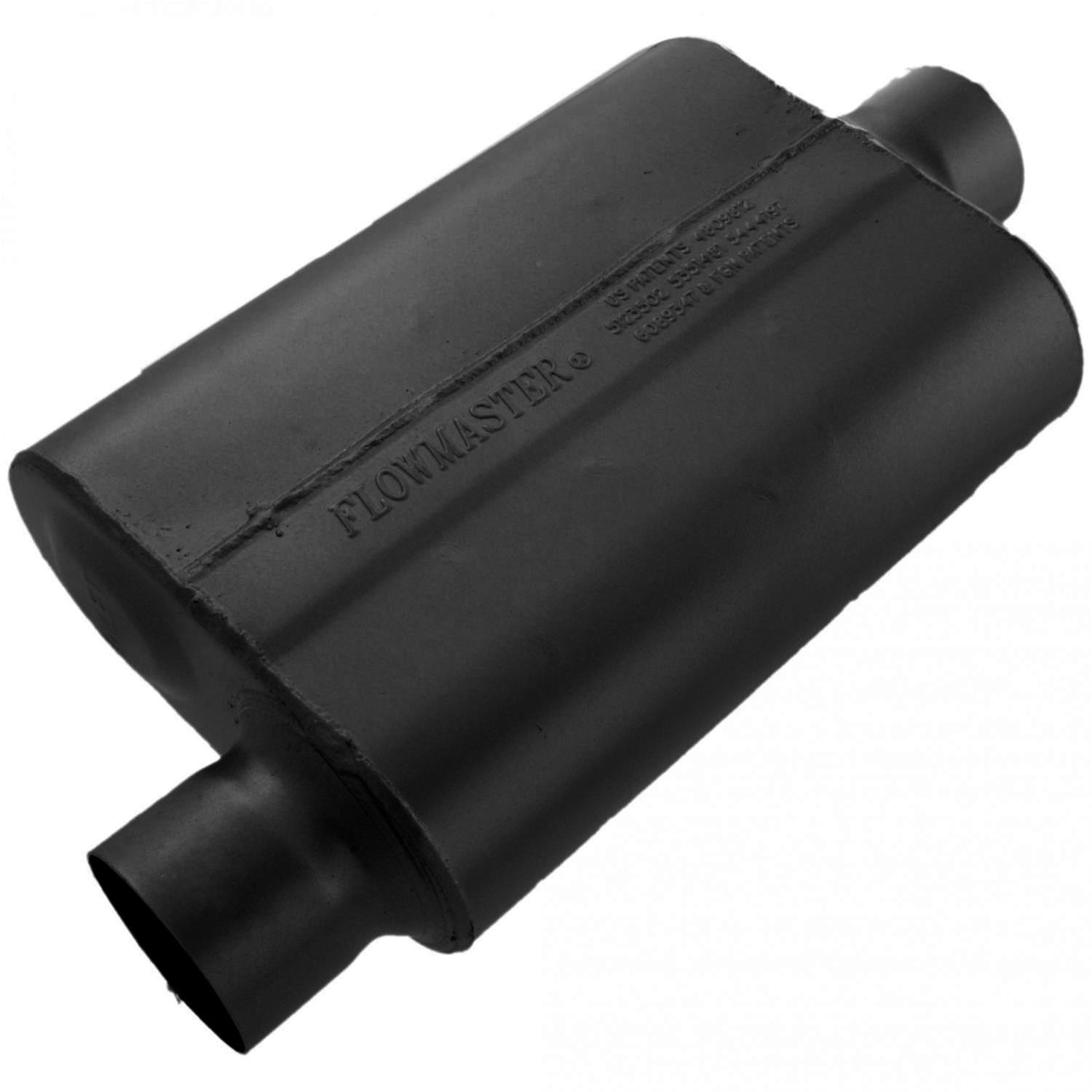 Flowmaster 40 Series Steel 3 Inch Muffler 43041 Muffler, Series, in. Offset Inlet/3 in. Center Outlet, Steel, Black, Each thumbnail 2