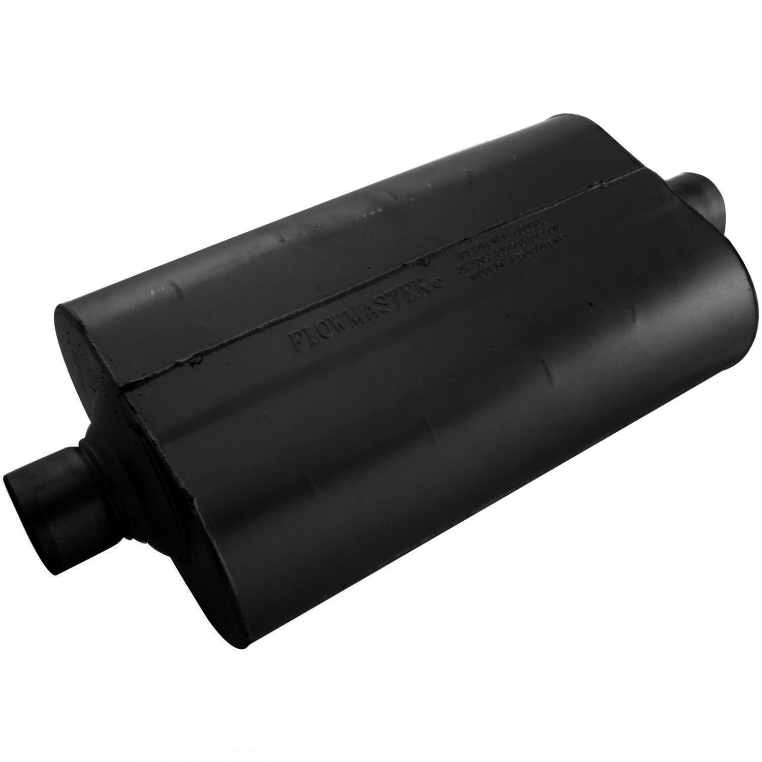 Flowmaster 50 Series SUV Performance Steel 2.5 Inch Muffler 52555 Muffler, Series, 2 1/2 in. Inlet/2 1/2 in. Outlet, Steel, Black, Each thumbnail 2
