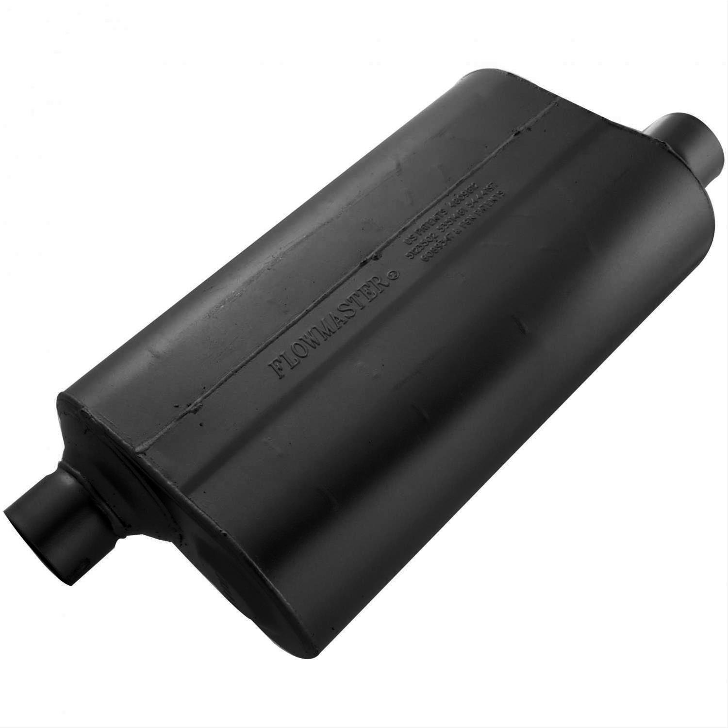 Flowmaster Super 50 Series Performance Steel 2.5 Inch Muffler 52558 Muffler, Series, 2 1/2 in. Inlet/2 1/2 in. Outlet, Steel, Black, Aluminized, Each