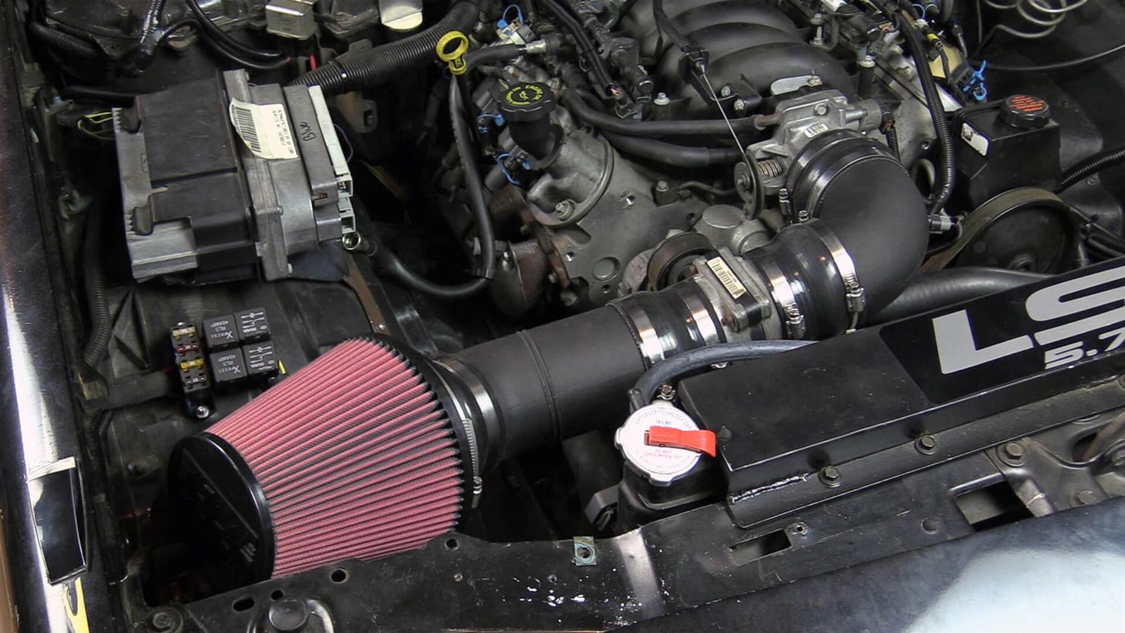 Flowmaster Delta Force Cold Air Intake Kits 615400 Kit, Air, Black, Polyethylene Tube, Red, Cotton Gauze Filter, 4 in. Diameter, Universal, Kit