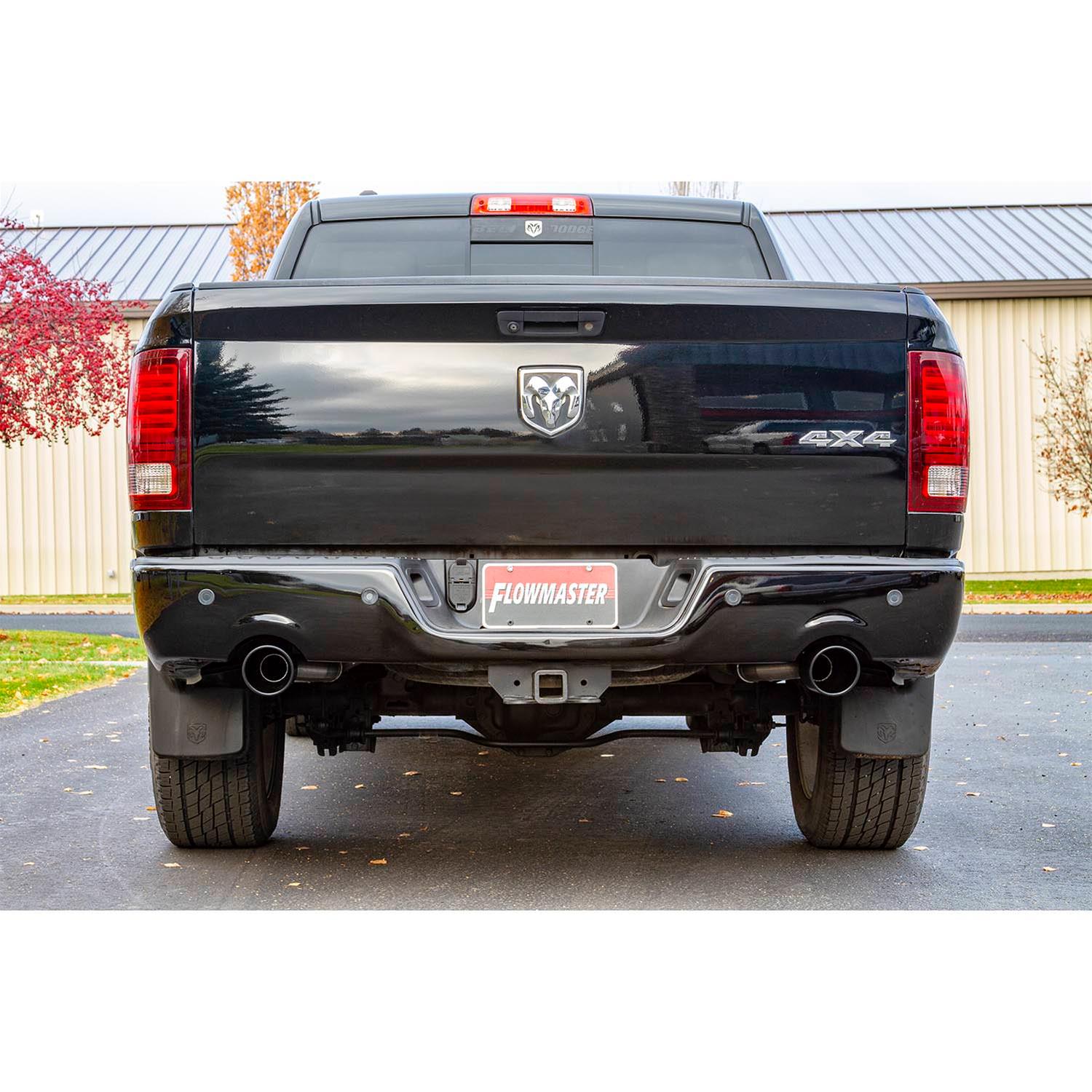 Flowmaster FlowFX Exhaust Systems for 2011-2018 1500, 2019-2024 1500 CLASSIC, 2009-2010 RAM - 717860 System, Cat-back, FlowFX, 409 Stainless Steel, 4.50 in. Black Ceramic Coated Tips, Dual Exit, Dodge, Ram, 5.7L, Kit thumbnail 2