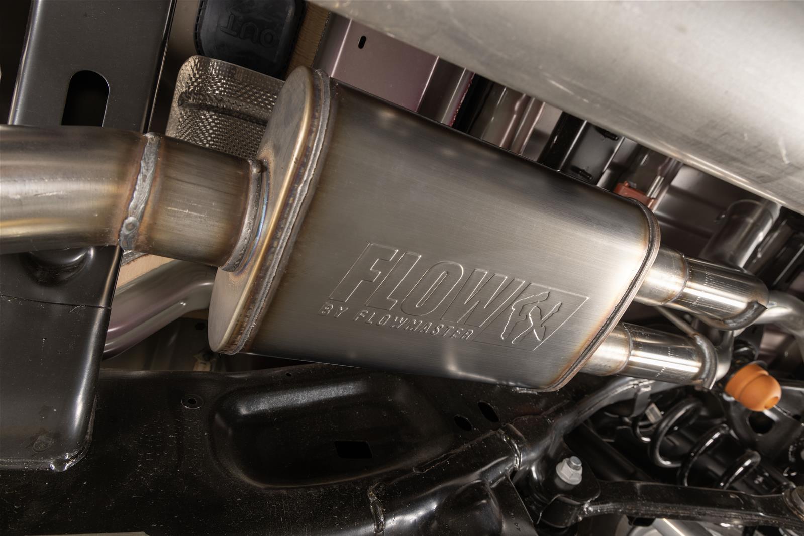 Flowmaster FlowFX 409 Stainless Steel 3 Inch Muffler 718195 Direct Fit Muffler, FX Muffler, Steel, 3.00 in. Inlet, Dual 2.50 in. Outlet, Slip Fit, Ram, 3.0L, Kit thumbnail 3