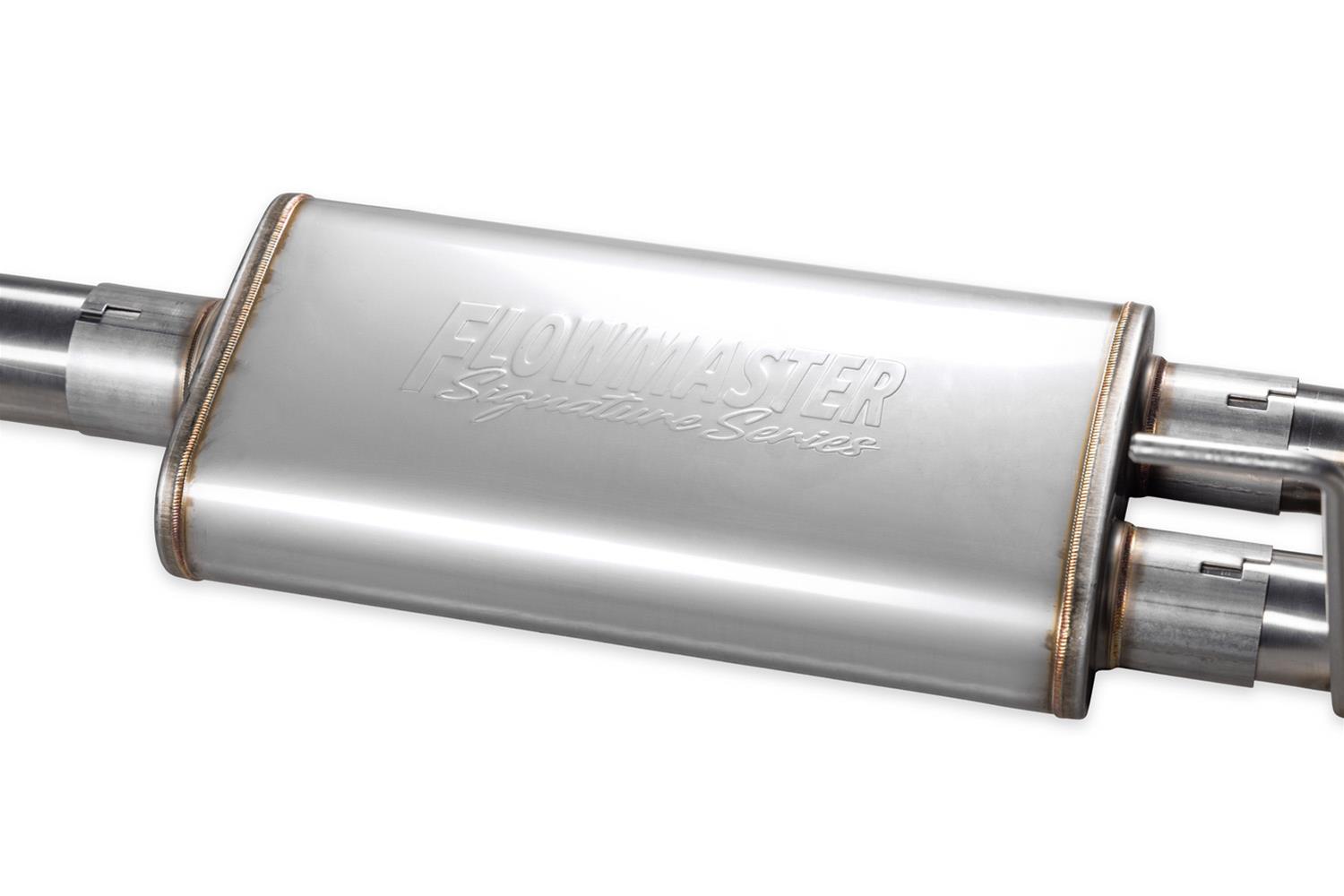 Flowmaster Signature Series Exhaust Systems for 2011-2018 1500, 2019-2024 1500 CLASSIC, 2009-2010 RAM - 737860 System, Cat-back, Series, 304 Stainless Steel, Brushed, 4.50 in. Black Chrome Tips, Dual Exit, Dodge, Ram, 5.7L, Kit
